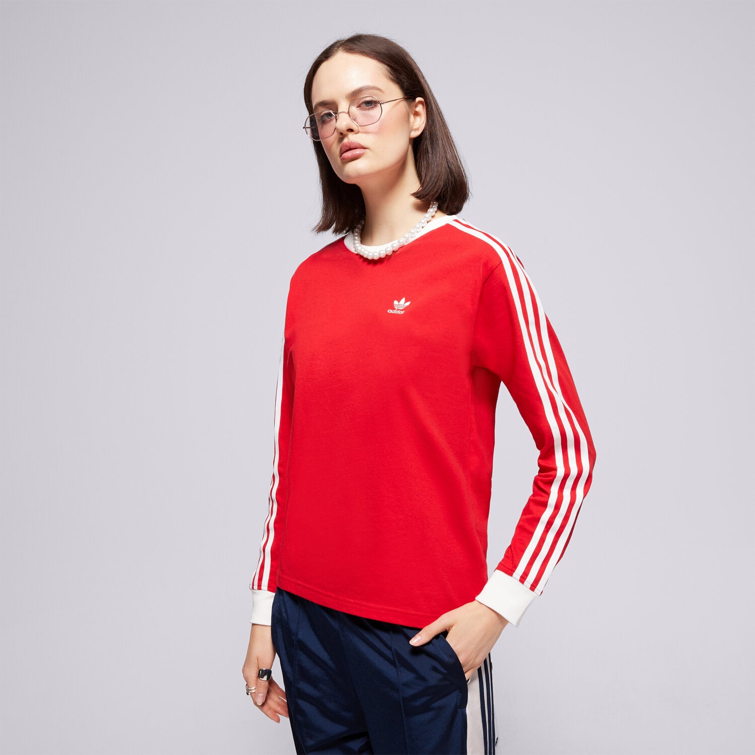 dámské tričko ADIDAS TRIČKO 3S REGULAR LS JC5777 ČERVENÁ