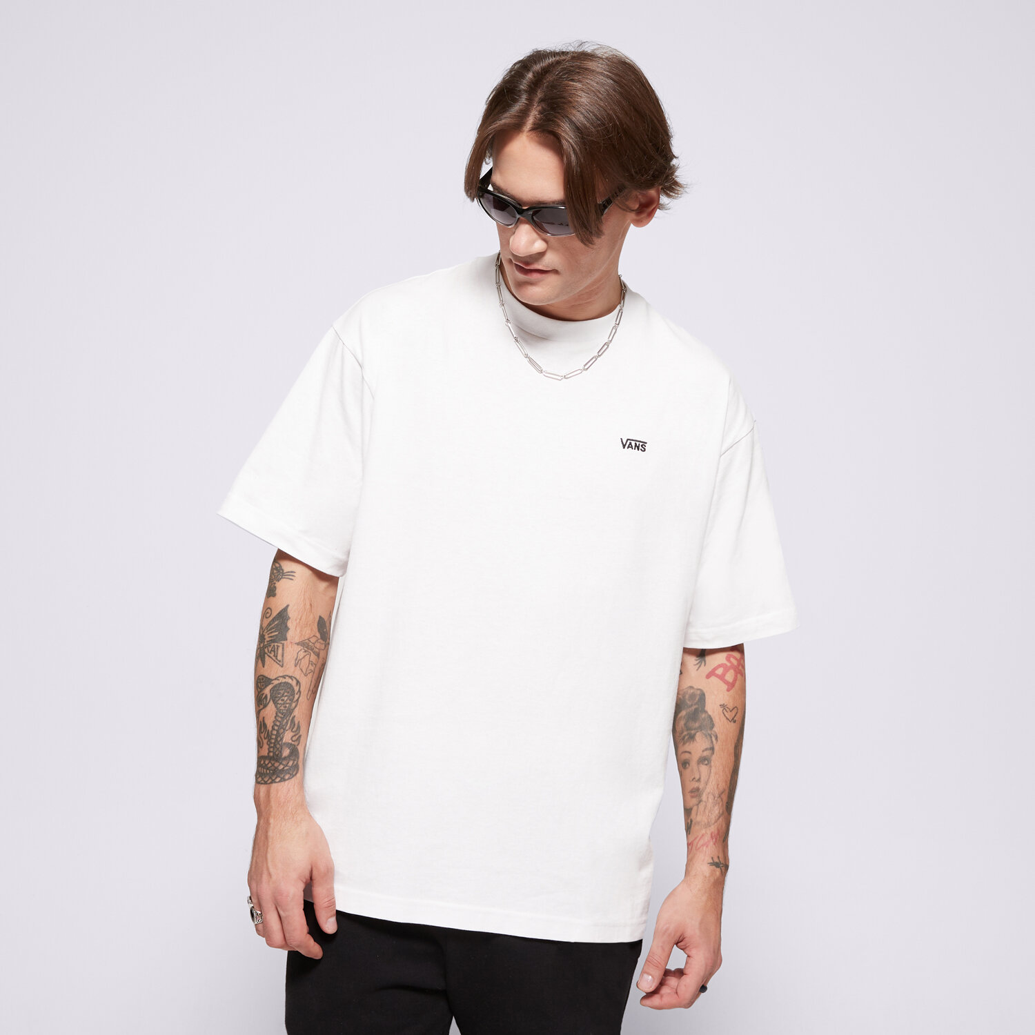 pánské tričko VANS TRIČKO LEFT CHEST II LOOSE SS VN000P1PWHT1 BÍLÁ