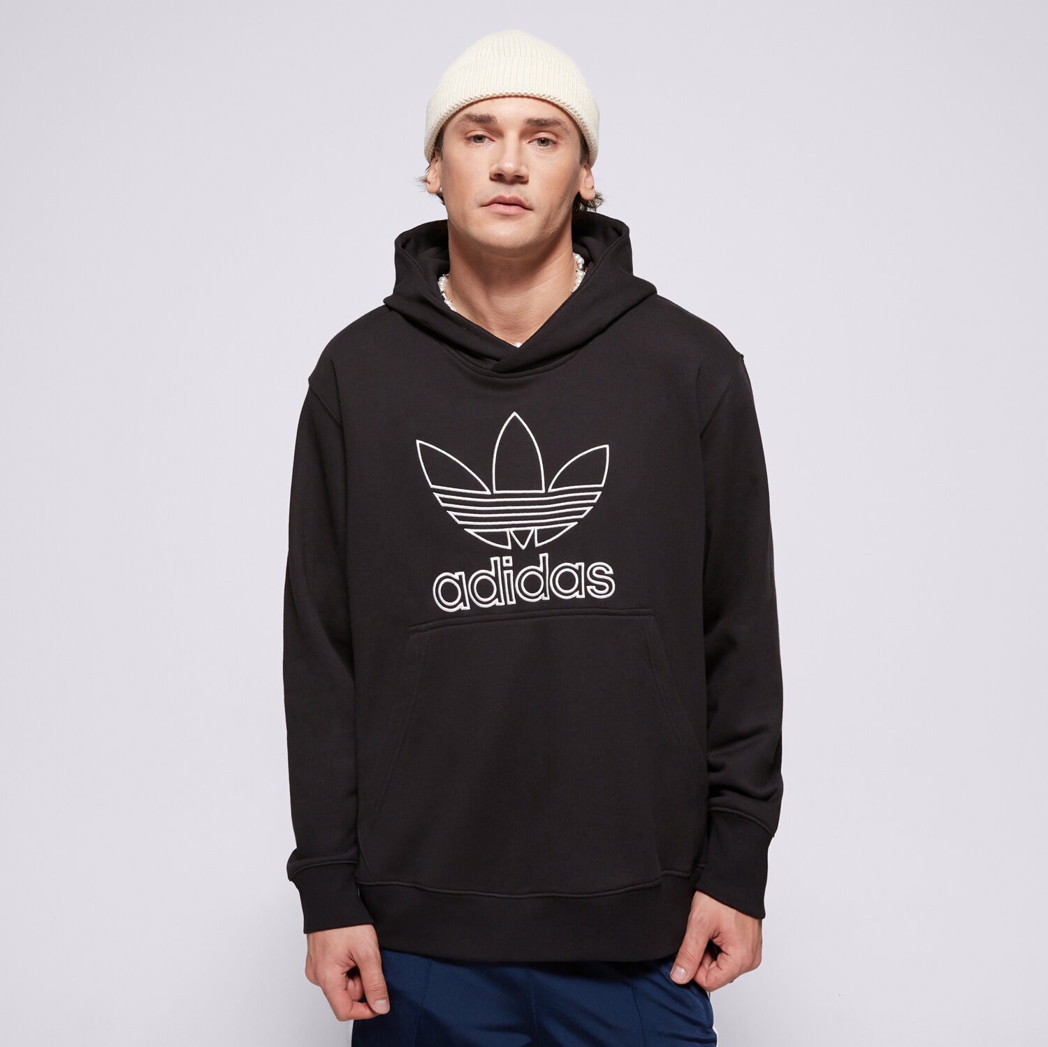 pánská mikina ADIDAS MIKINA S KAPUCÍ OUTL TREF HDY JP1079 ČERNÁ
