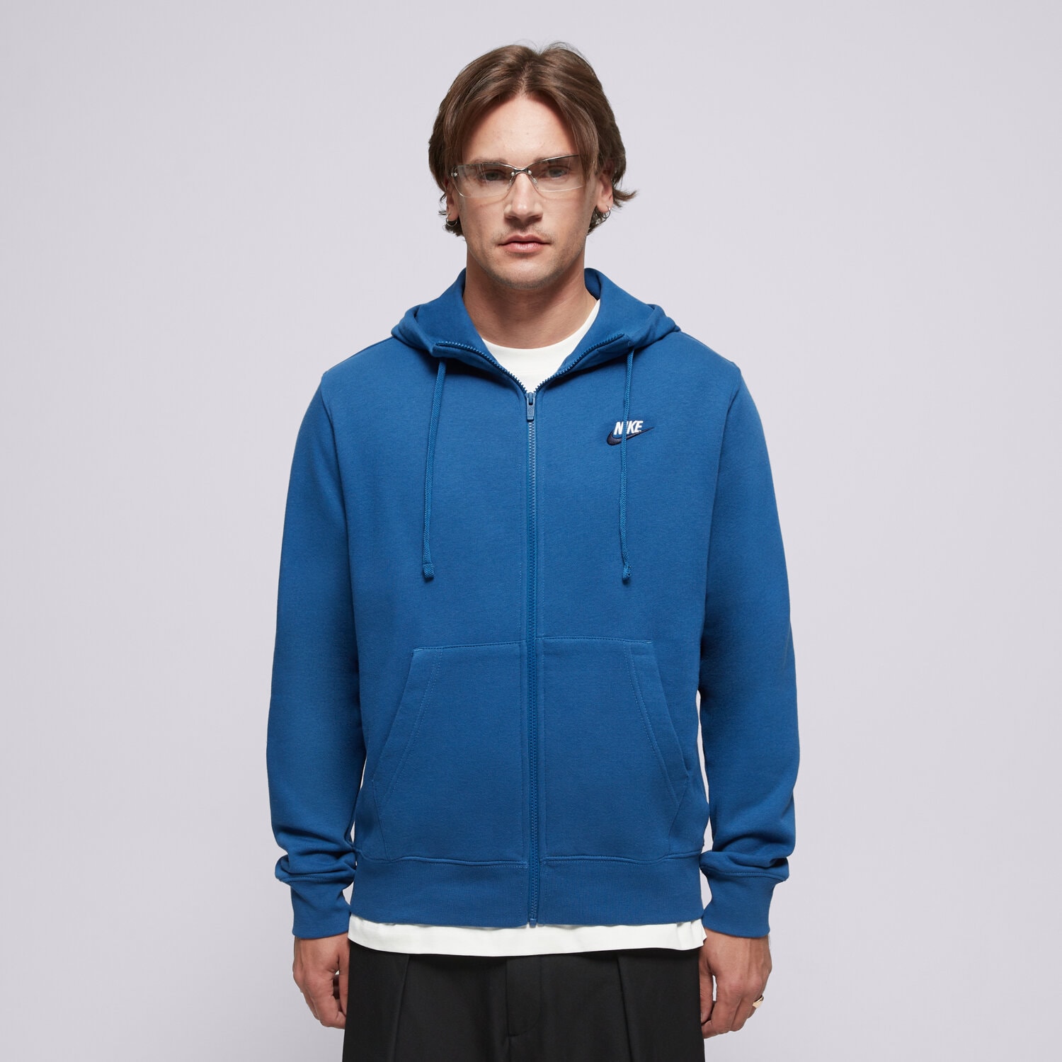 pánská mikina NIKE MIKINA ROZEPÍNACÍ S KAPUCÍ   M NSW CLUB DT HDFZ DQ8384-476 MODRÁ