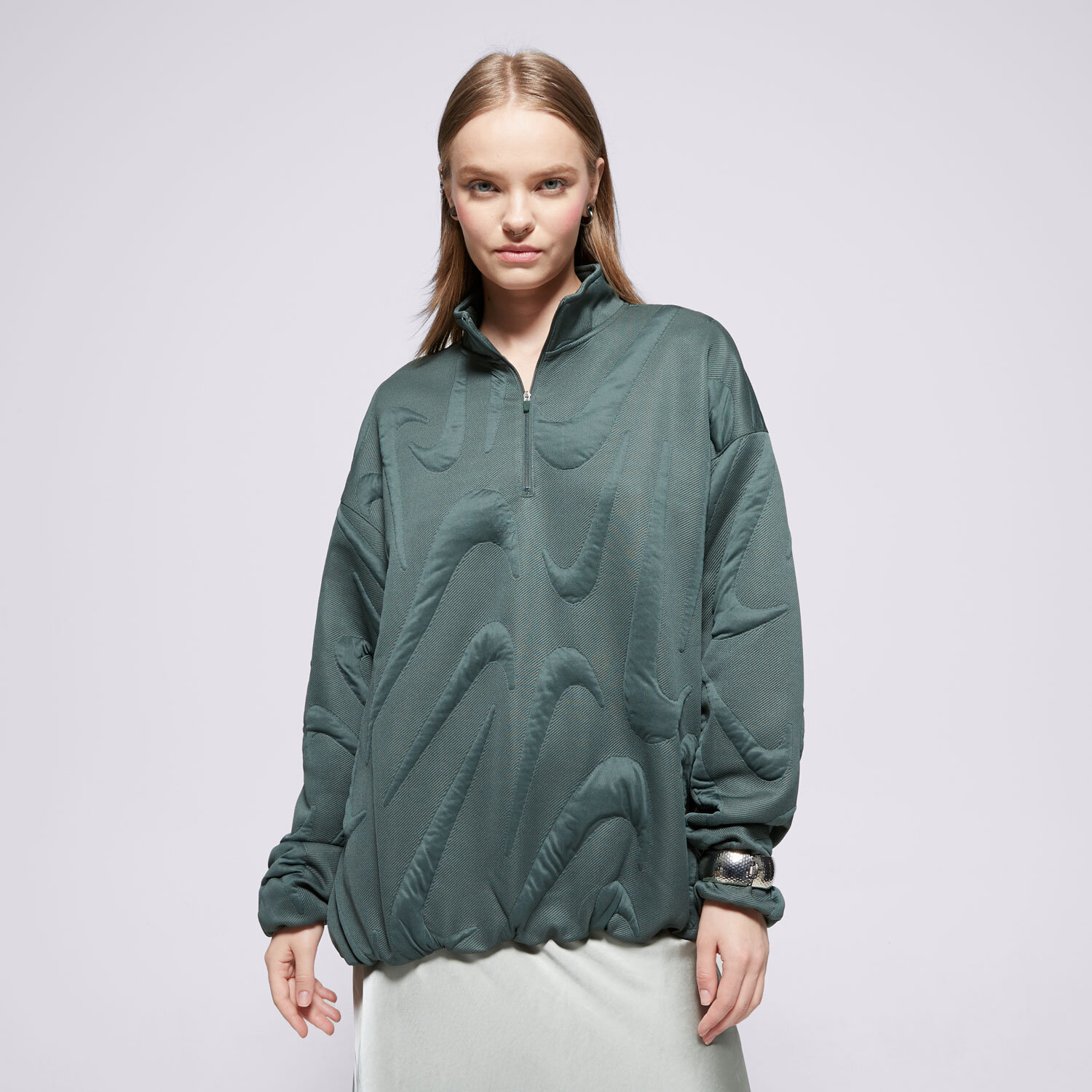 Přechodná bunda dámská (podzimní, jarní) NIKE BUNDA W NSW CLLCTN COZY LOGO QZ FV7806-338 ZELENÁ