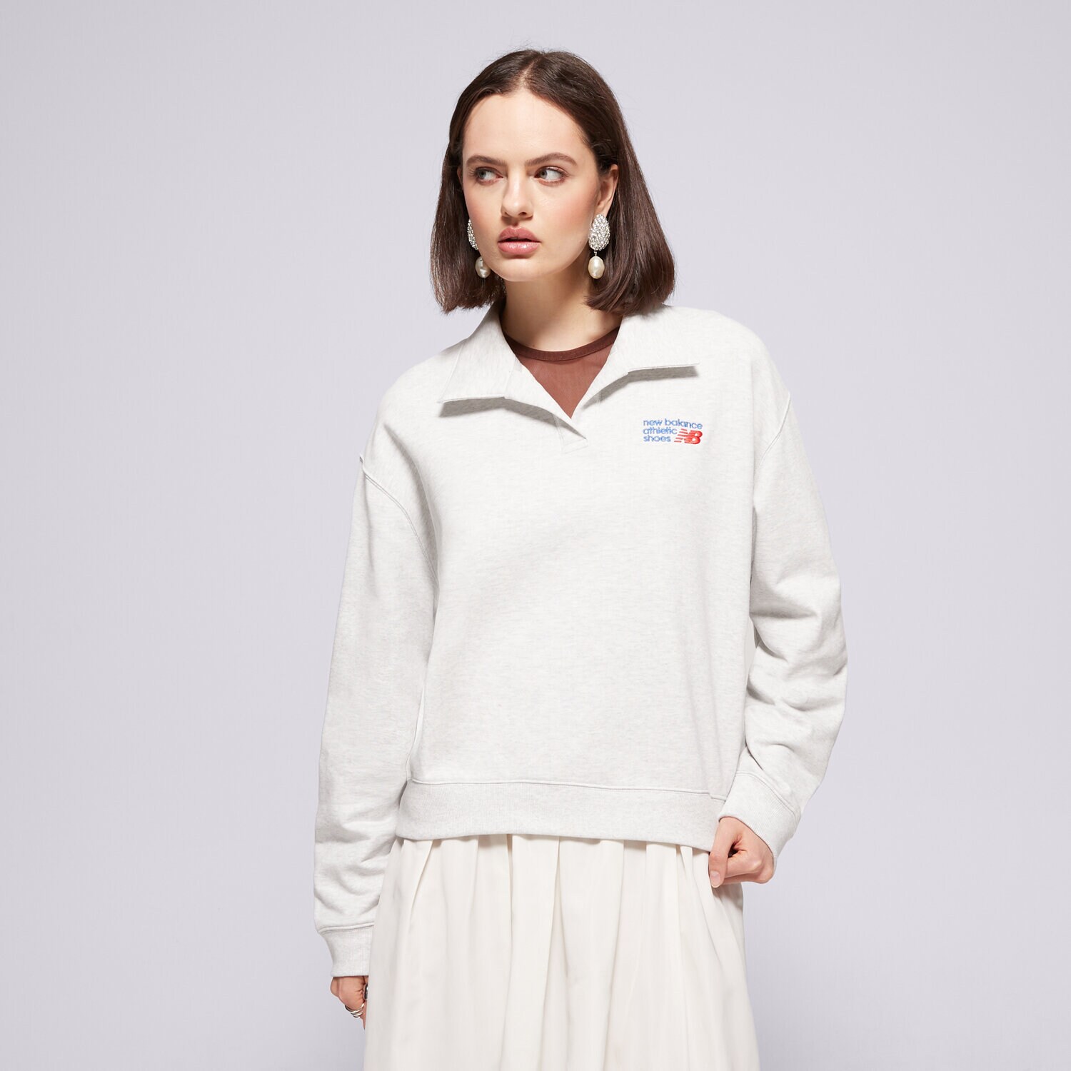 dámská mikina NEW BALANCE MIKINA FRENCH TERRY TRIČKO WT51513AHH ŠEDÁ