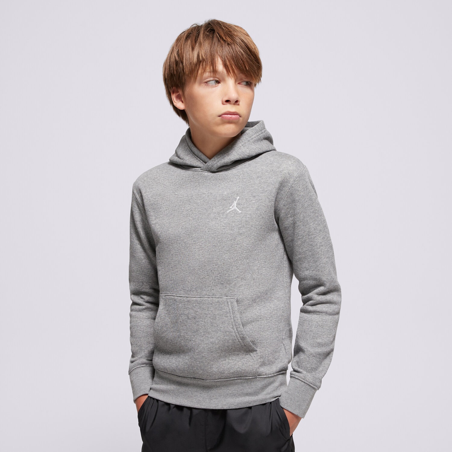 dětská mikina JORDAN MIKINA S KAPUCÍ MJ BROOKLYN FLC PO BOY 9BD232-GEH ŠEDÁ