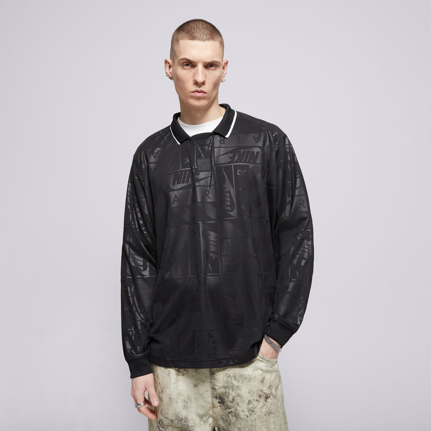 pánské tričko NIKE TRIČKO M NIKE AIR LS JERSEY HM8987-010 ČERNÁ