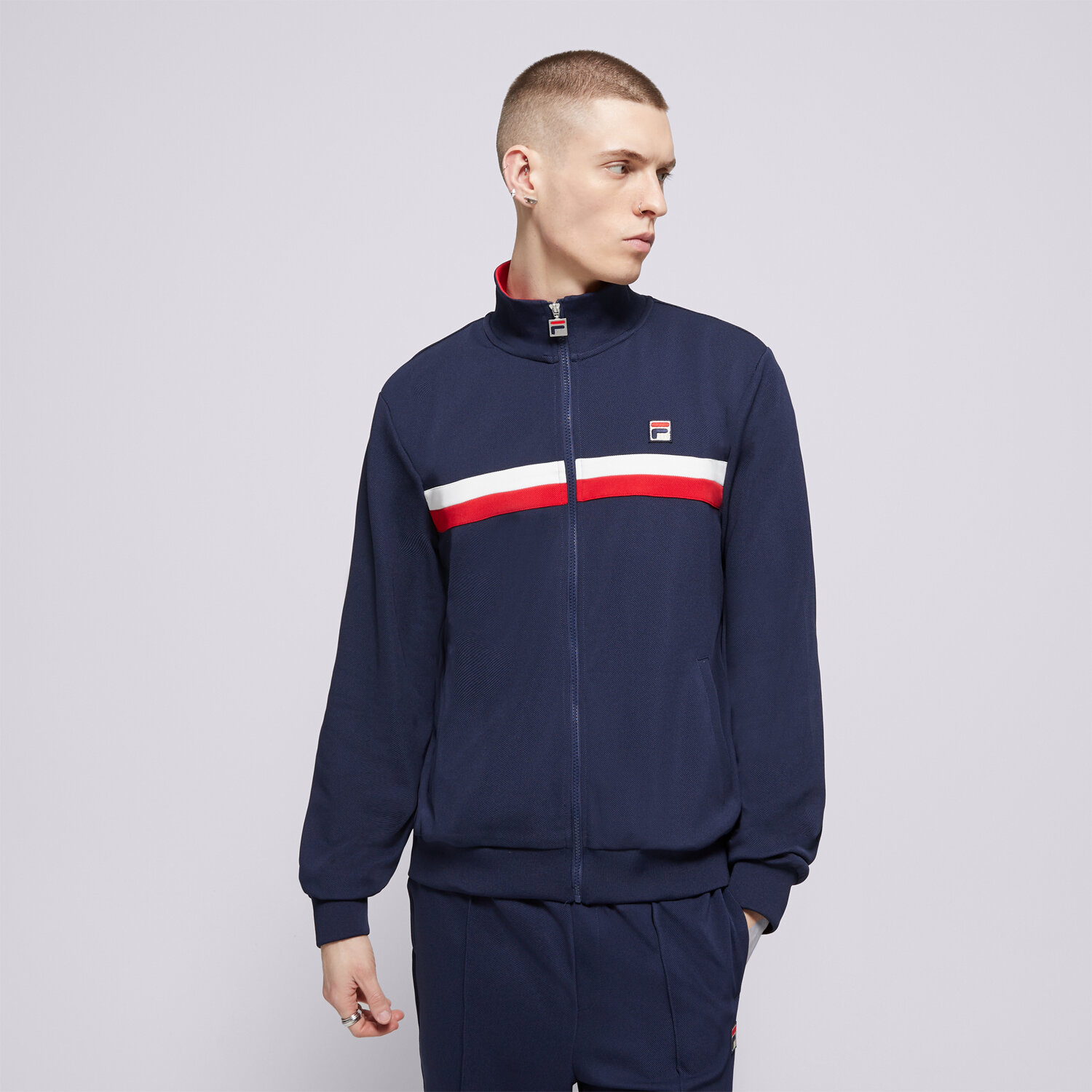pánská mikina FILA MIKINA ROZEPÍNACÍ COLOUR BLOCK TRACK JACKET SS25MH015410 TMAVOMODRÁ