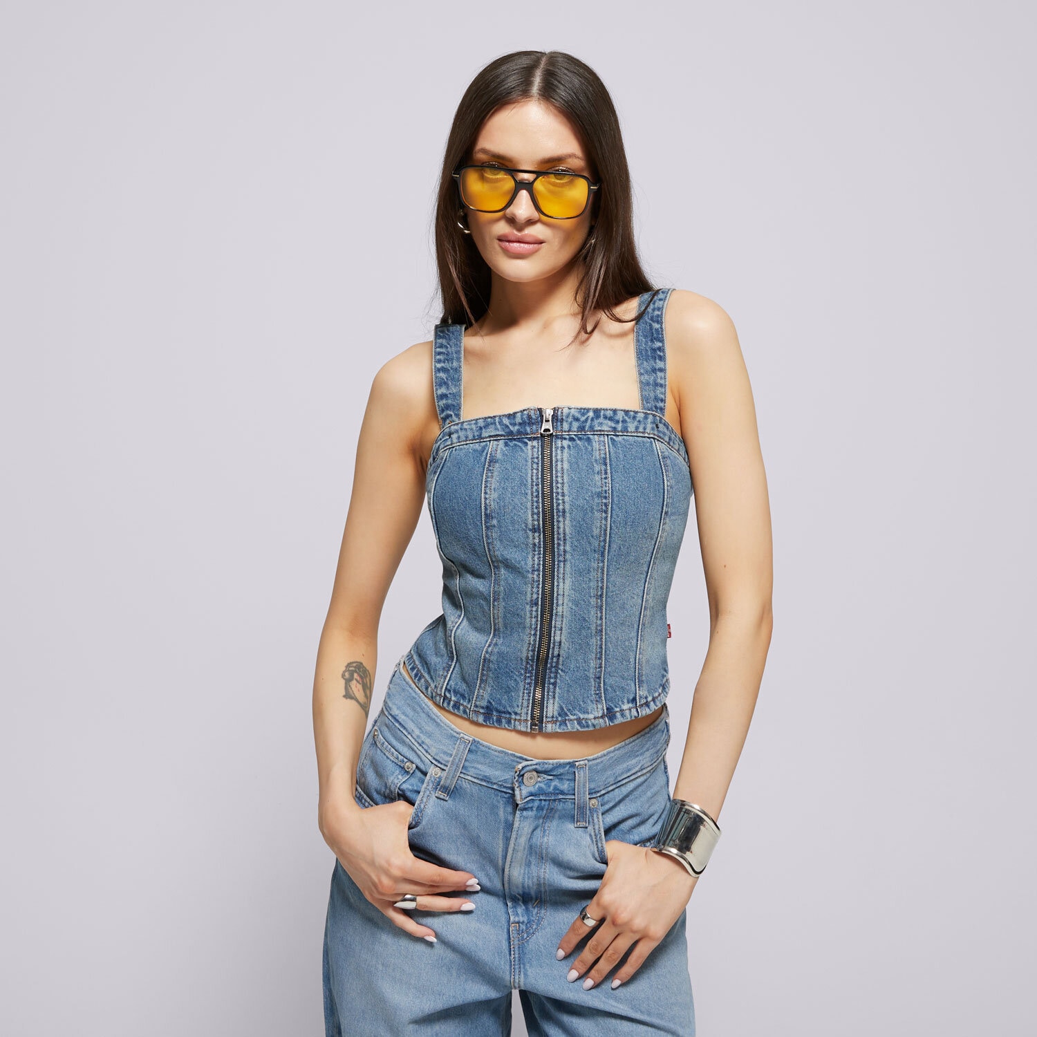 dámský top LEVI'S TOP SCULPTED BUSTIER MED. 001W4-0002 MODRÁ