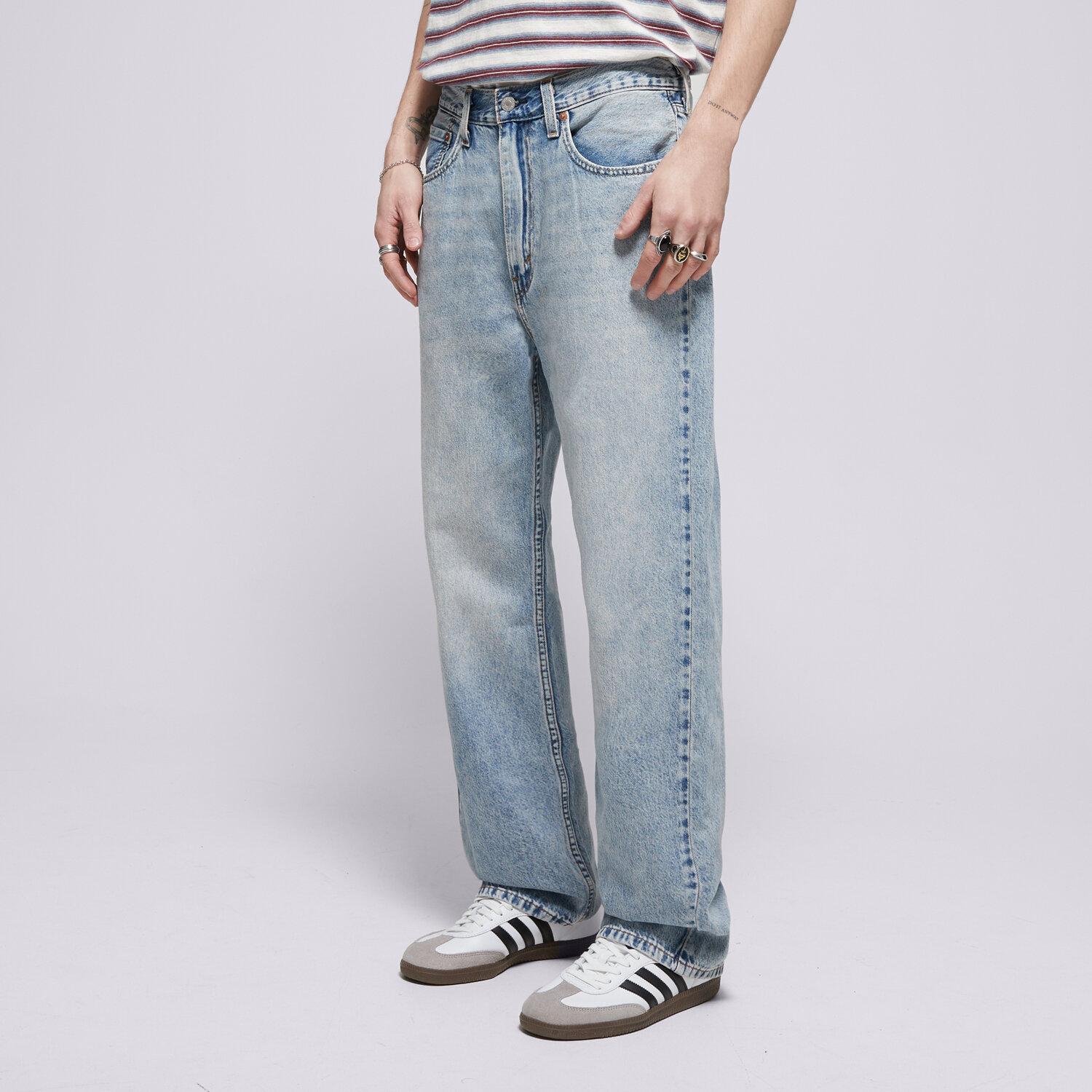 pánské kalhoty LEVI'S KALHOTY  565 LOOSE STRAIGHT MED INDIGO - WORN IN A7221-0028 MODRÁ