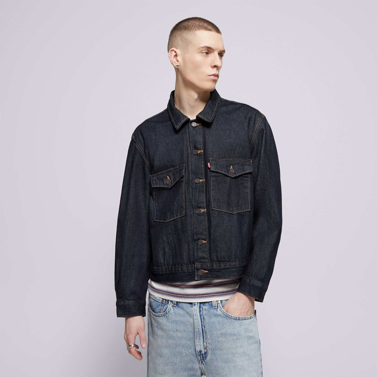 Přechodná bunda pánská (podzimní, jarní) LEVI'S BUNDA EMBARCADERO STATION JKT DARK INDIGO - FLAT FINI 0010P-0004 TMAVOMODRÁ