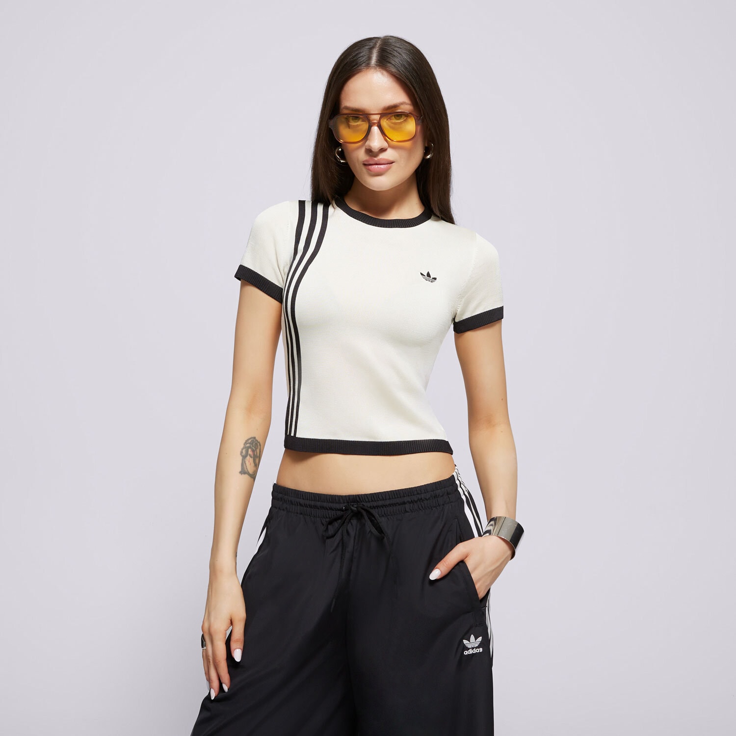 dámské tričko ADIDAS TRIČKO KNITTED 3S TEE JJ0961 Krémová