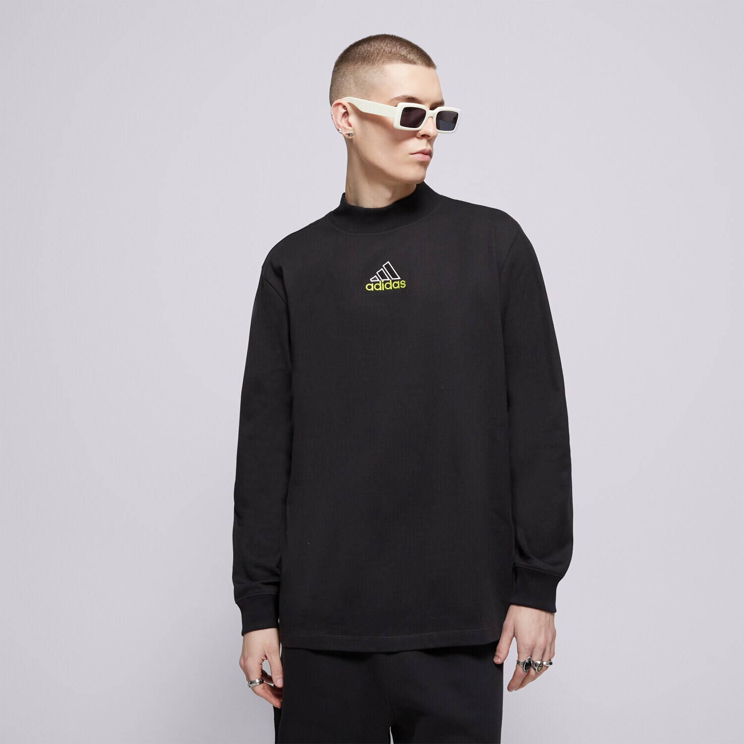 pánská mikina ADIDAS MIKINA LS MOCK NECK Q1 JD5401 ČERNÁ