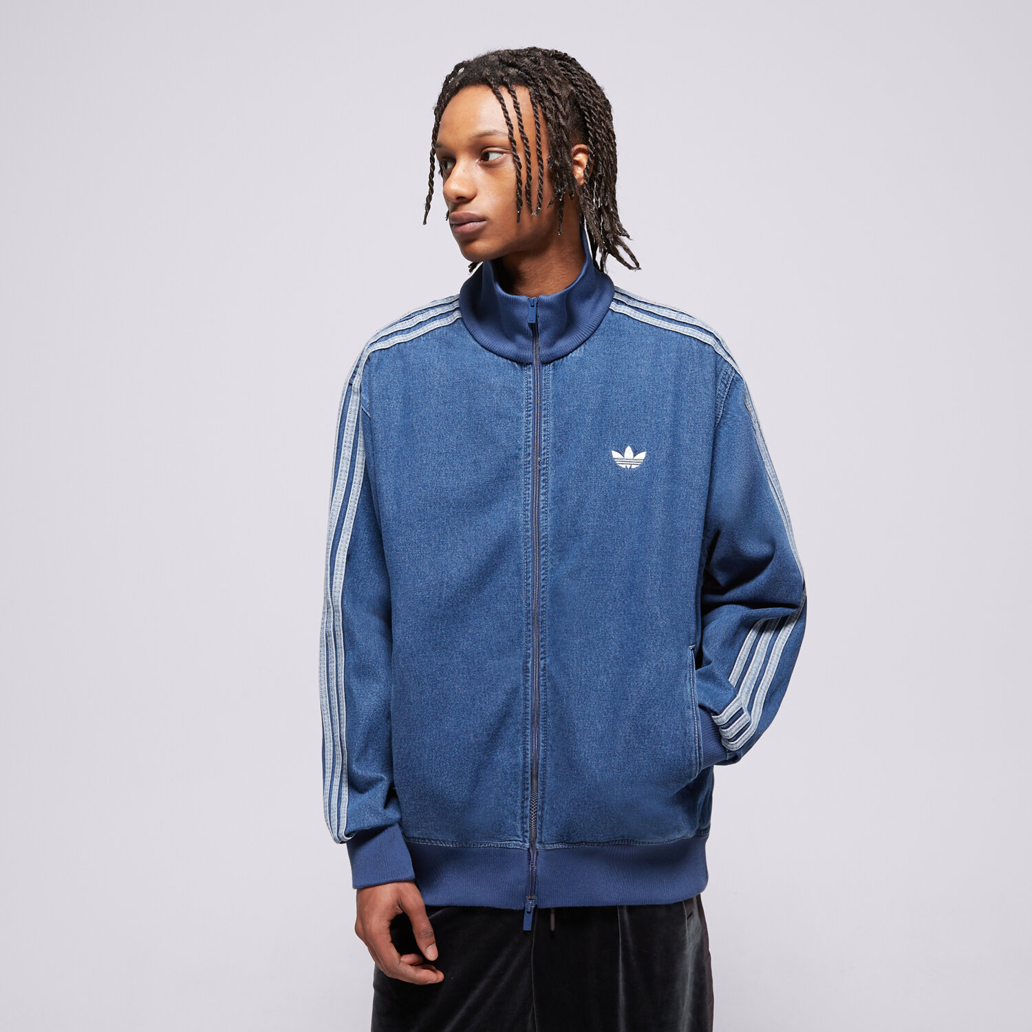 pánská mikina ADIDAS MIKINA ROZEPÍNACÍ DENIM FB TT JC6233 MODRÁ