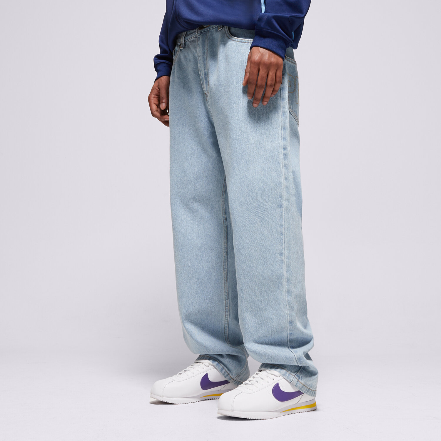 pánské kalhoty PROSTO DŽÍNY BAGGY SLAV KL251MPAN3041 MODRÁ