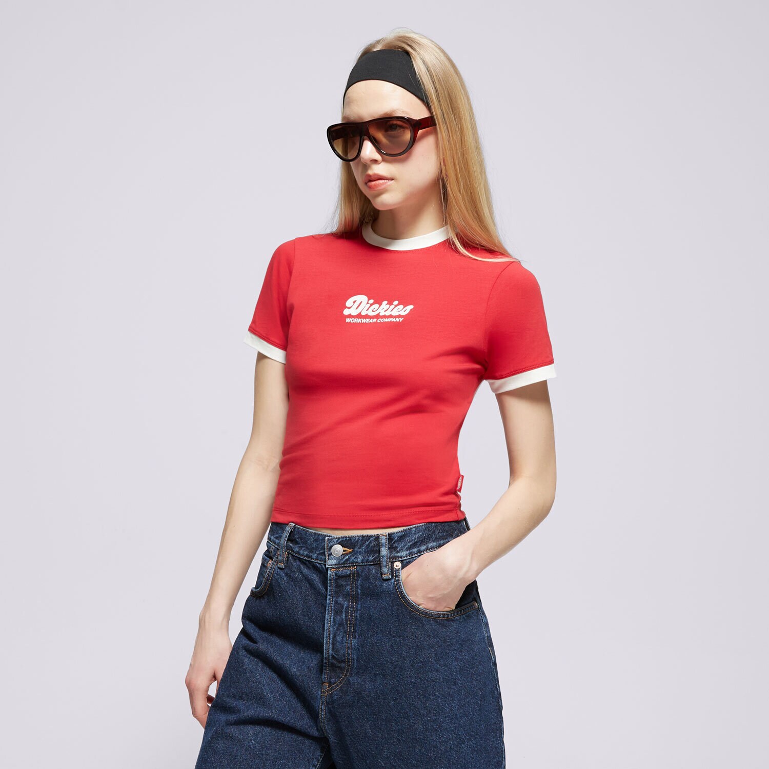 dámské tričko DICKIES TRIČKO LEWISTOWN RINGER SS TEE W DK0A4Z8I0ER1 ČERVENÁ