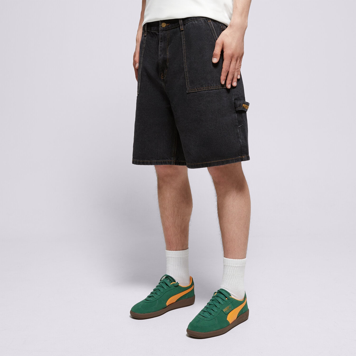 pánské kraťasy PROSTO ŠORTKY  JEANS SHORTS BAGGY ZAXX KL251MPAN7022 ČERNÁ