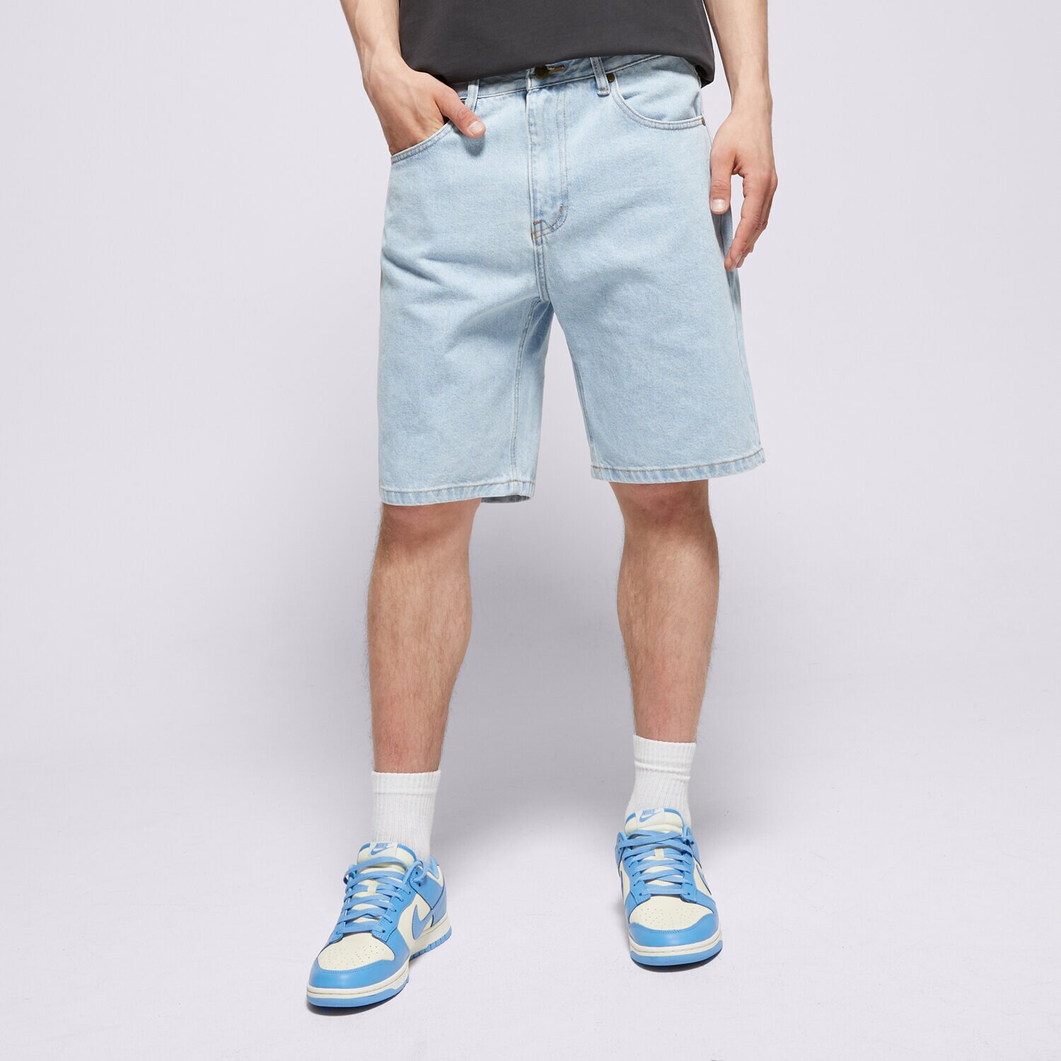 pánské kraťasy PROSTO ŠORTKY  JEANS SHORTS BAGGY SHIZZO KL251MPAN7041 MODRÁ
