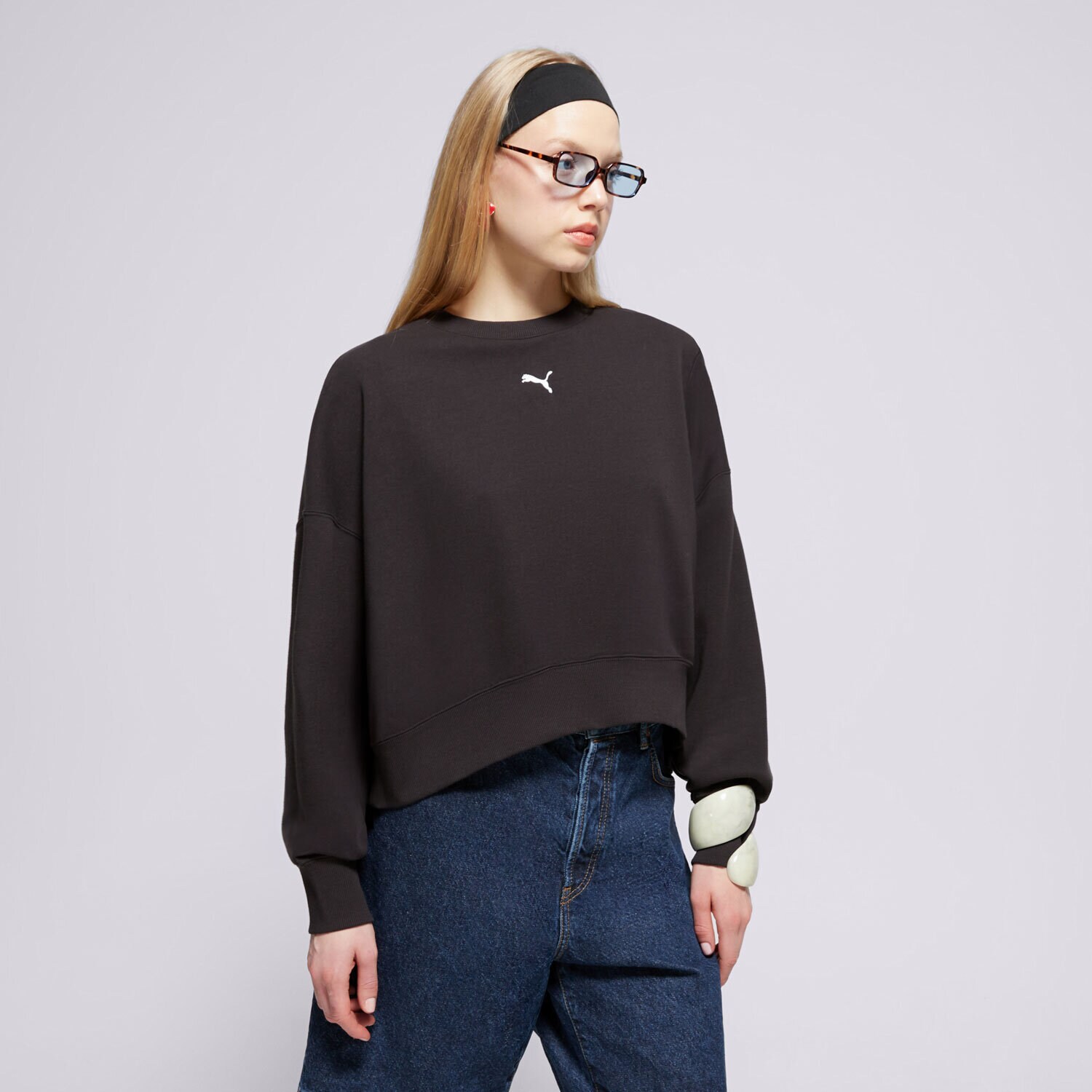 dámská mikina PUMA MIKINA OVER-OVERSIZED CREW TR 629748 01 ČERNÁ
