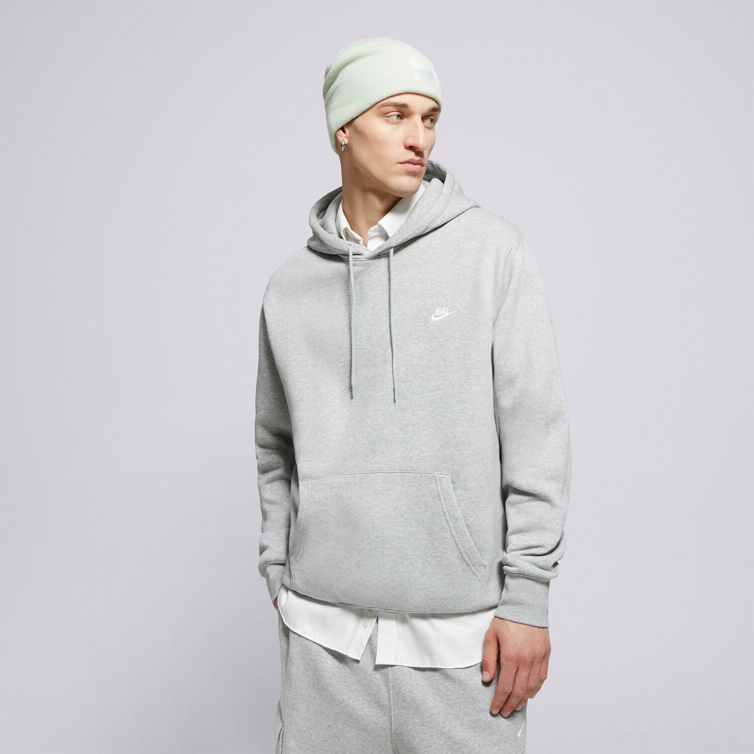 pánská mikina NIKE MIKINA S KAPUCÍ M NK CLUB BB PO HOODIE FN3859-063 ŠEDÁ