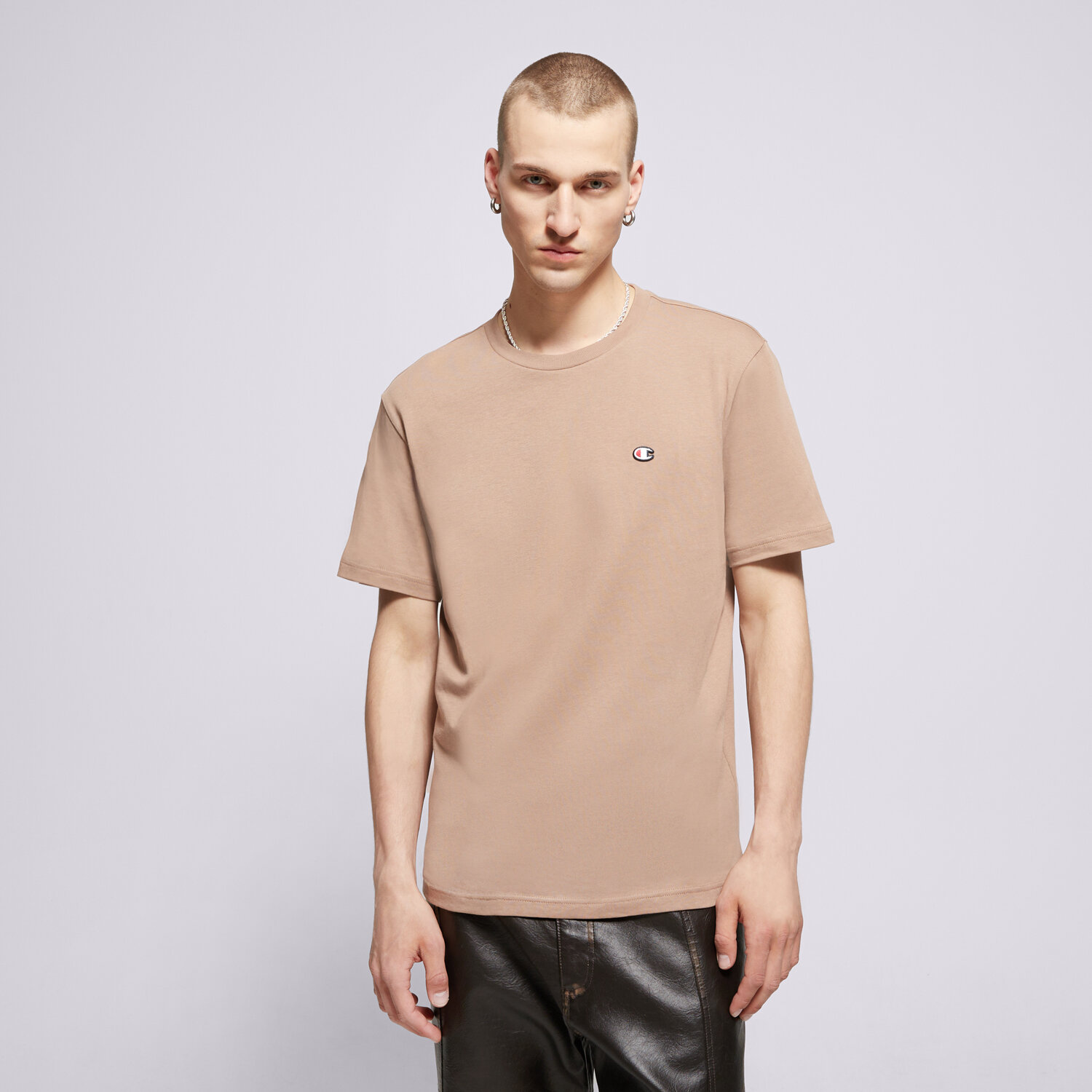 pánské tričko CHAMPION TRIČKO CREWNECK TEE 220453MS112 BÉŽOVÁ