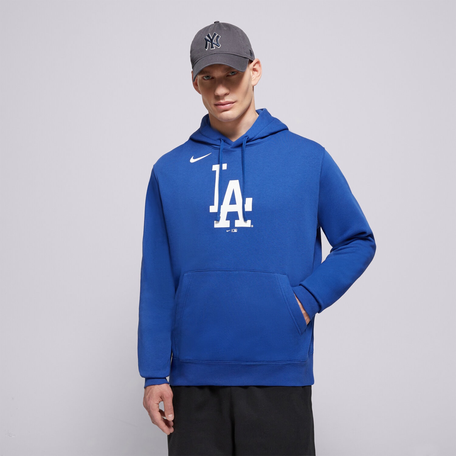 pánská mikina NIKE MIKINA S KAPUCÍ MLB LOGO CLUB FLEECE HOOD LOS ANGELES D NKDK-4EW-LD-CKX MODRÁ