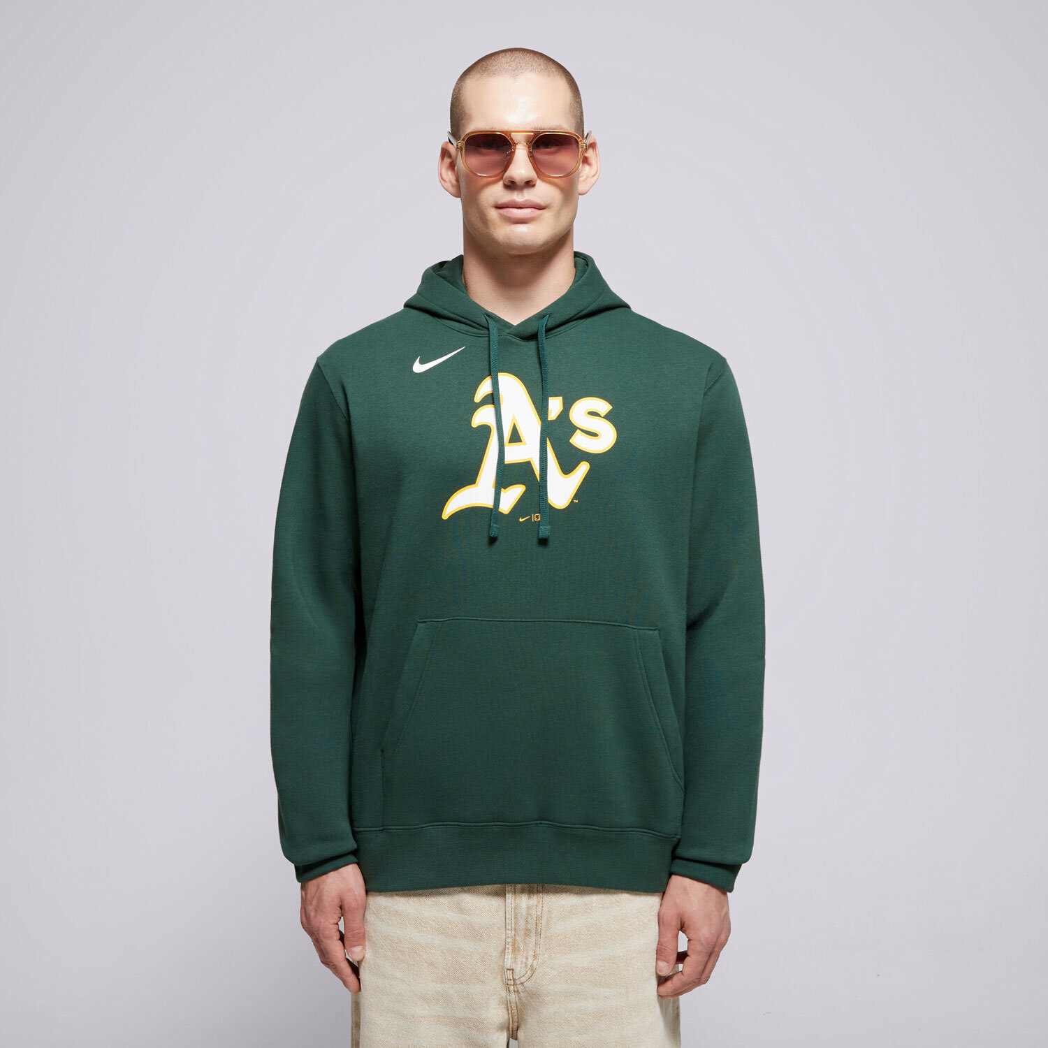 pánská mikina NIKE MIKINA S KAPUCÍ MLB LOGO CLUB FLEECE HOOD OAKLAND ATHLE NKDK-3EY-FZ-CKX ZELENÁ