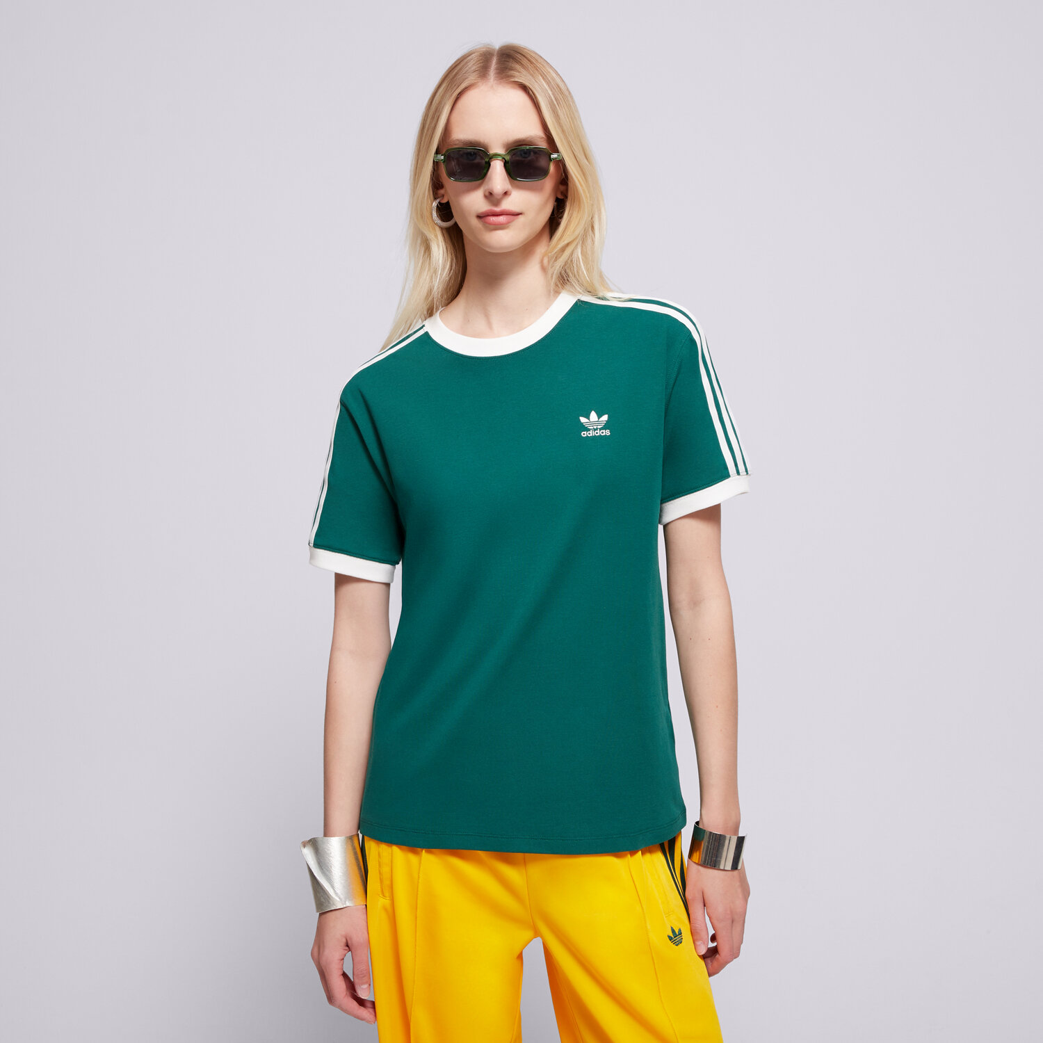 dámské tričko ADIDAS TRIČKO 3 STRIPE TEE JD4571 ZELENÁ