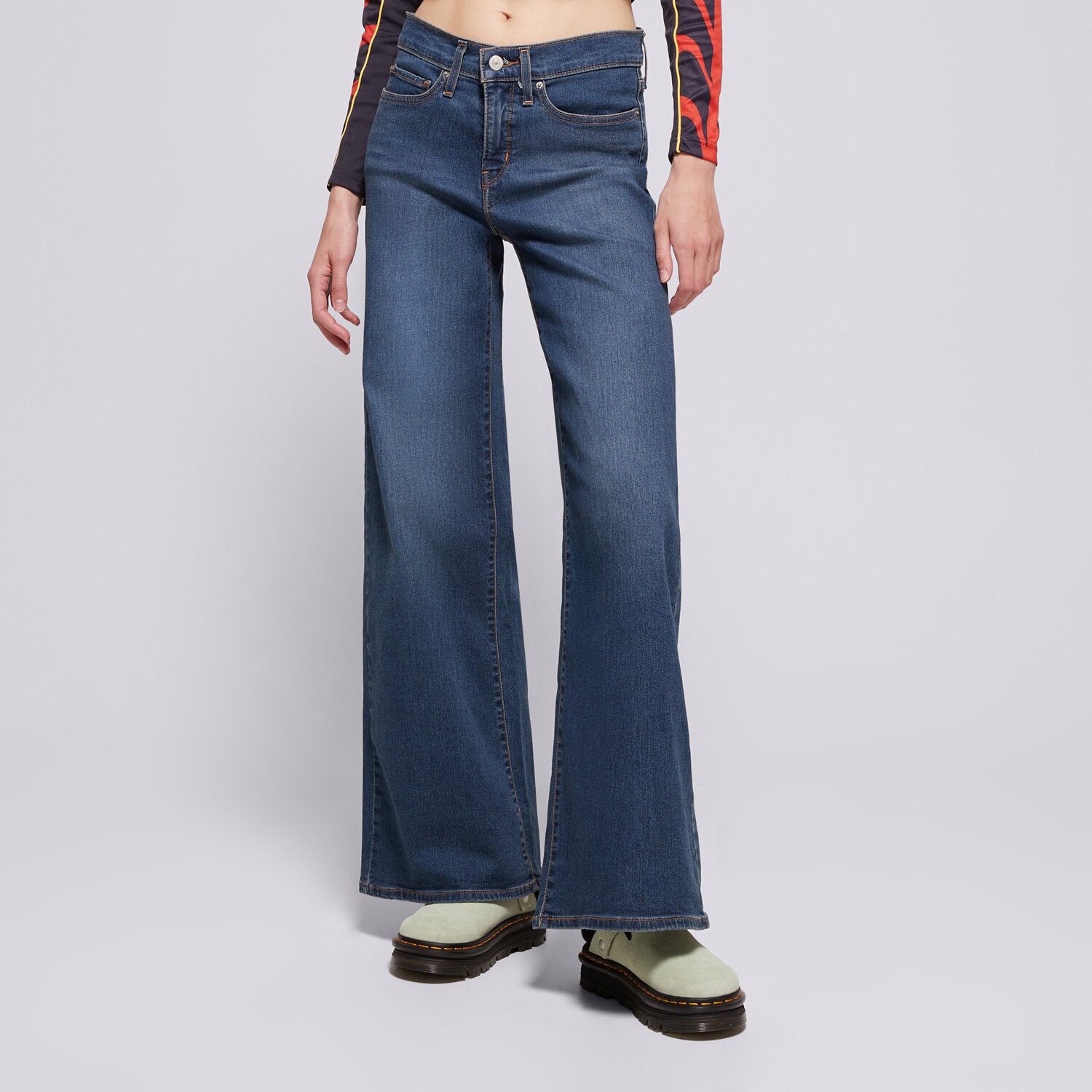 dámské kalhoty LEVI'S KALHOTY  318 SHAPING WIDE LEG 001PZ-0001 MODRÁ