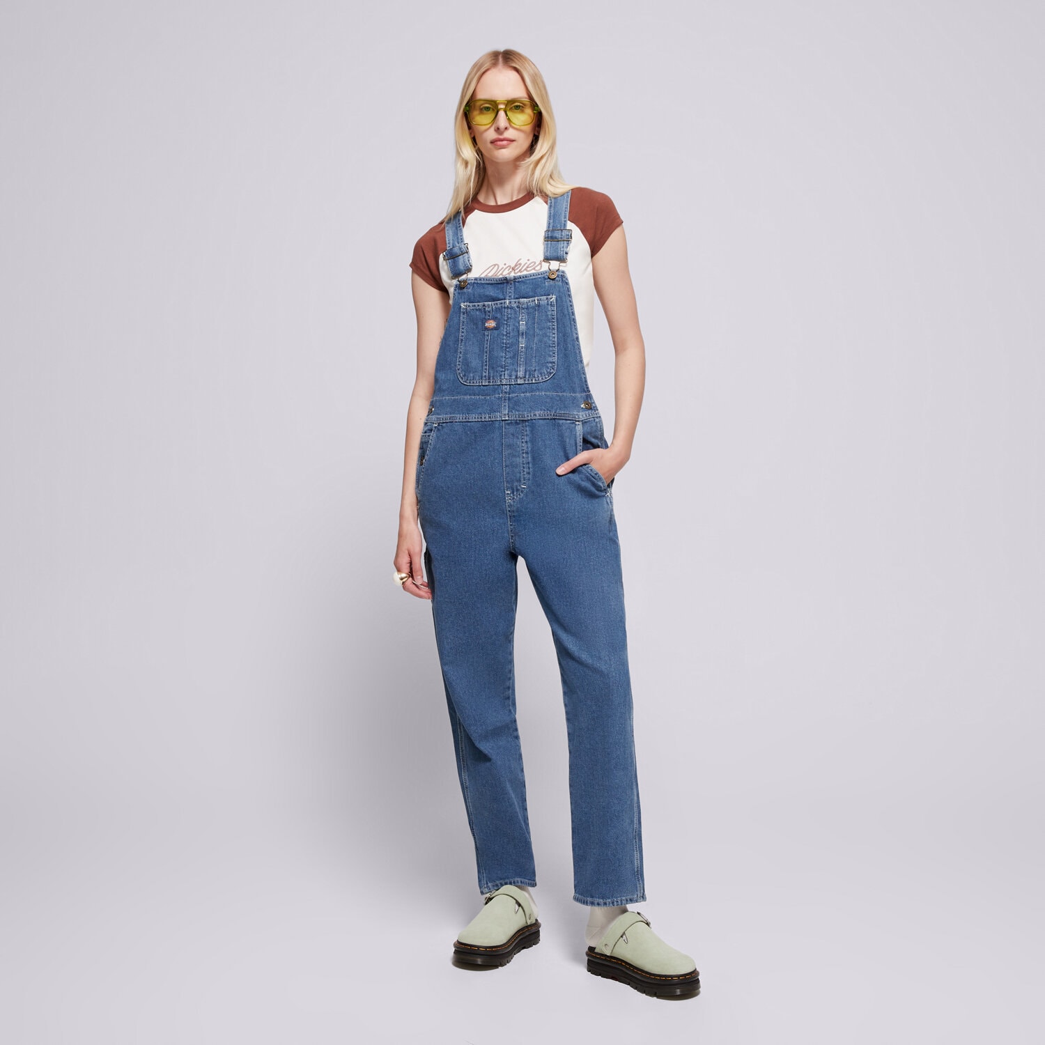 dámské kalhoty DICKIES KALHOTY  DICKIES CLASSIC DENIM BIB W DK0A4XYCCLB1 MODRÁ