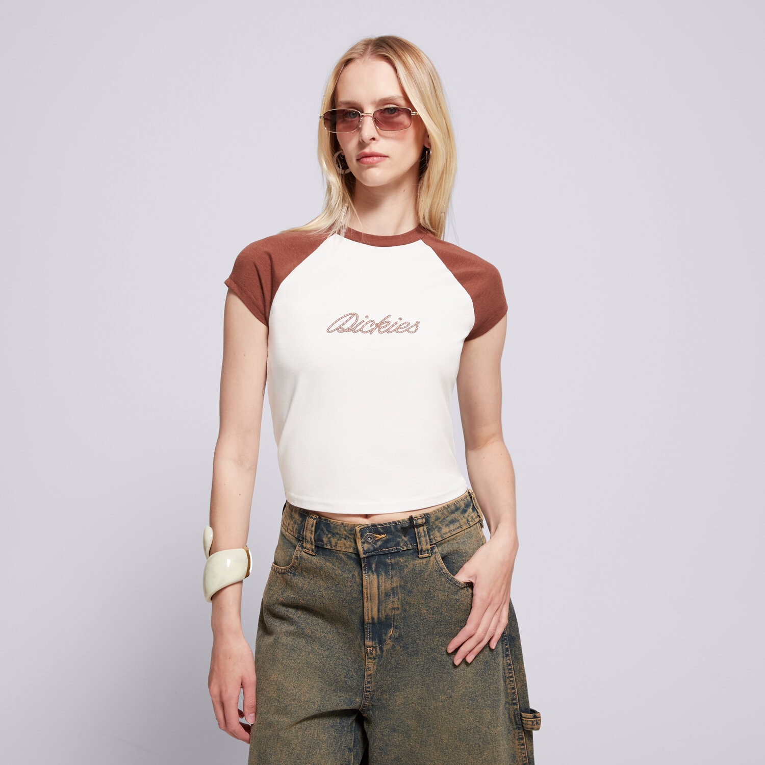 dámský top DICKIES TOP DICKIES ROPE SS TEE W DK0A4Z8MK471 HNĚDÁ