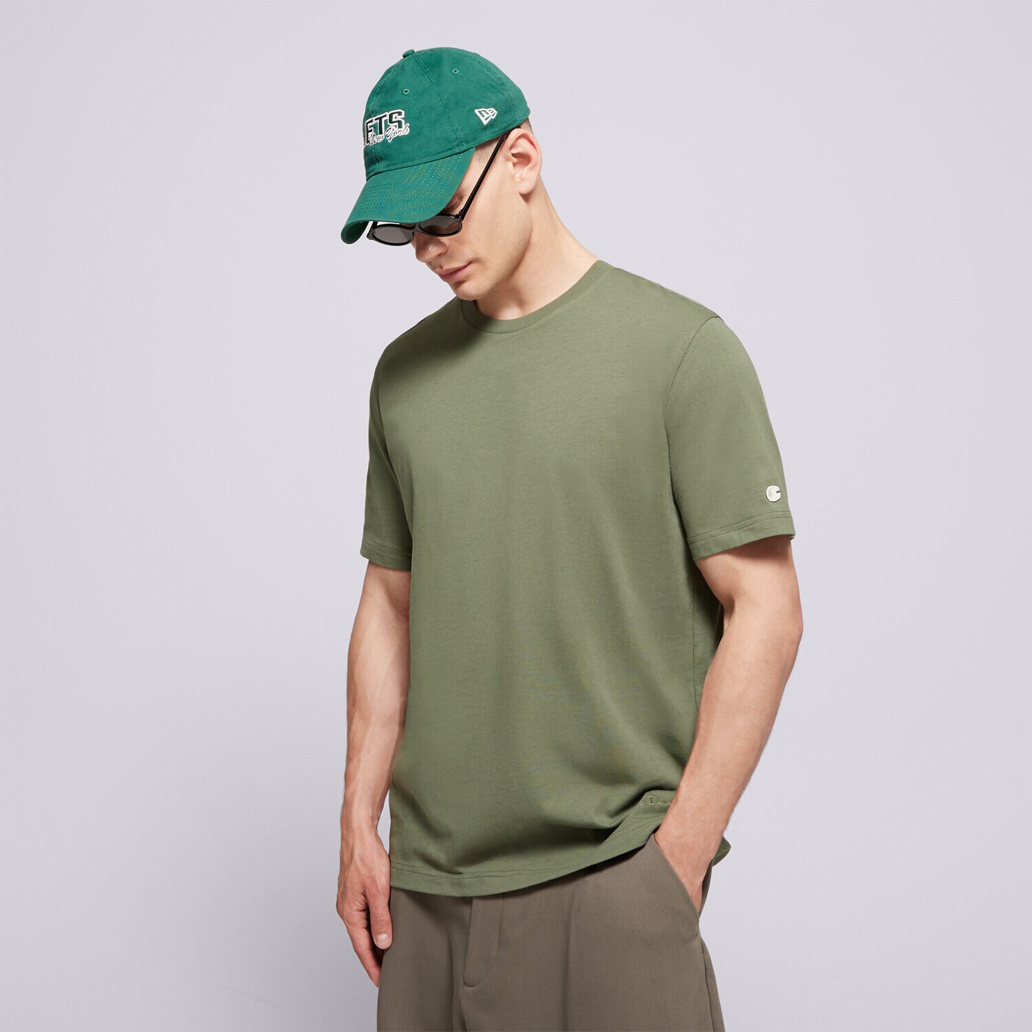 pánské tričko CHAMPION TRIČKO SS TEE 220425 GS128 KHAKI