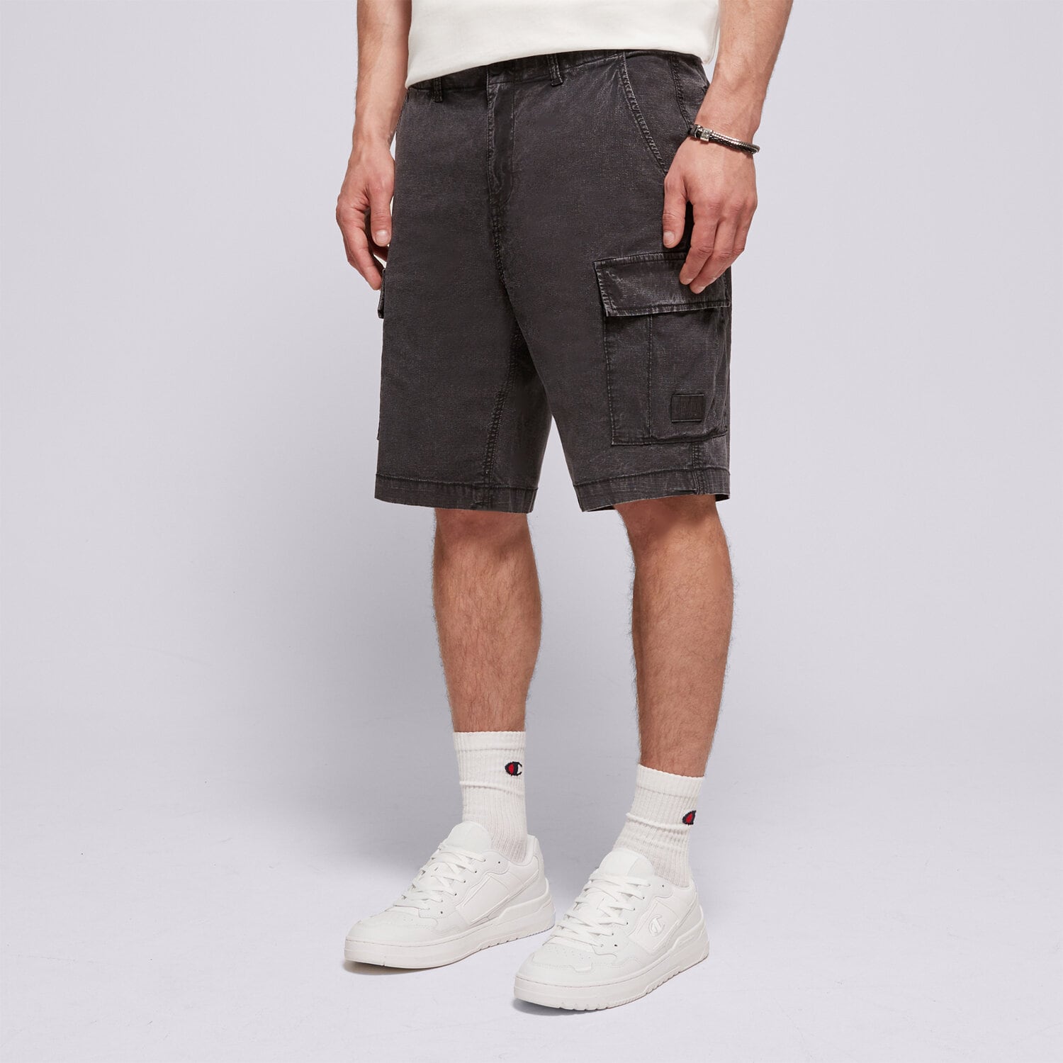pánské kraťasy CHAMPION ŠORTKY  WOVEN CARGO SHORT 220751 KK001 ČERNÁ
