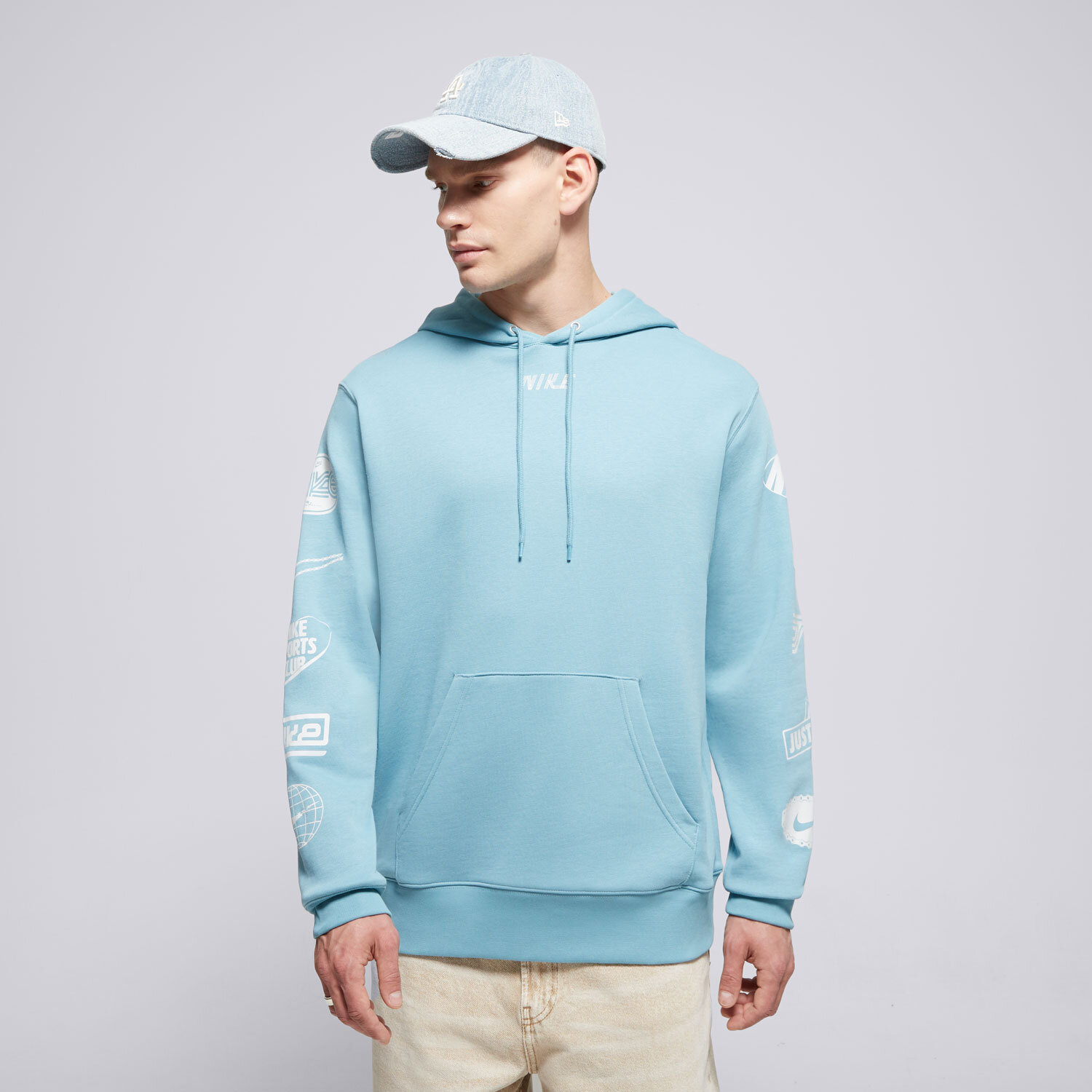 pánská mikina NIKE MIKINA S KAPUCÍ M   NK CLUB FT HOODIE CYCLE GX HJ2508-464 MODRÁ