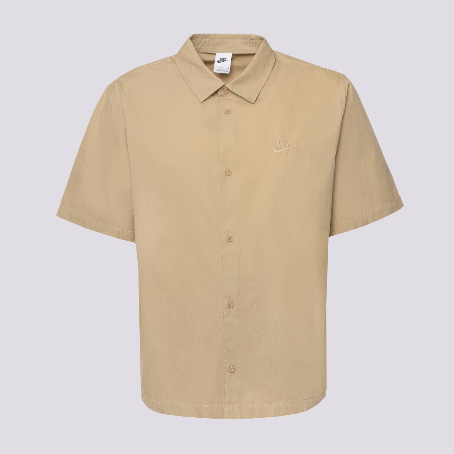 pánská košile NIKE KOŠILE M NK CLUB SS BTN SHIRT WSH HJ2029-297 BÉŽOVÁ