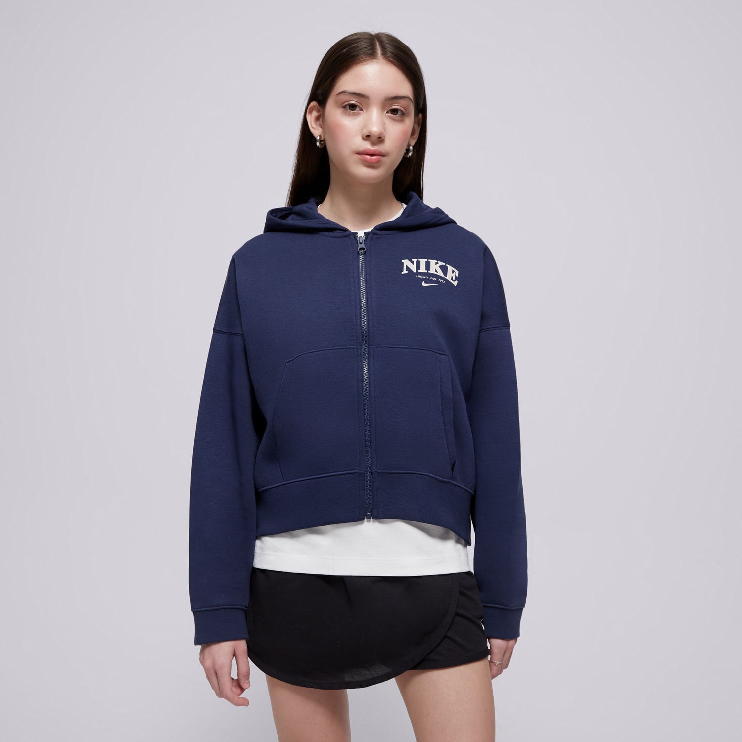 dětská mikina NIKE MIKINA ROZEPÍNACÍ G NSW FLC FZ HOODIE GIRL FD0887-410 TMAVOMODRÁ