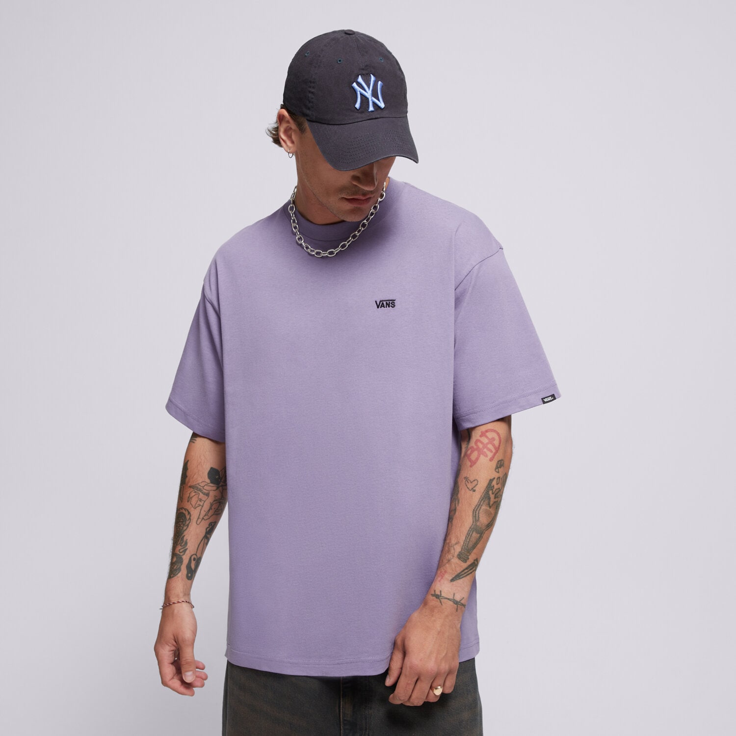 pánské tričko VANS TRIČKO LEFT CHEST II LOOSE SS VN000P1P6PH1 FIALOVÁ