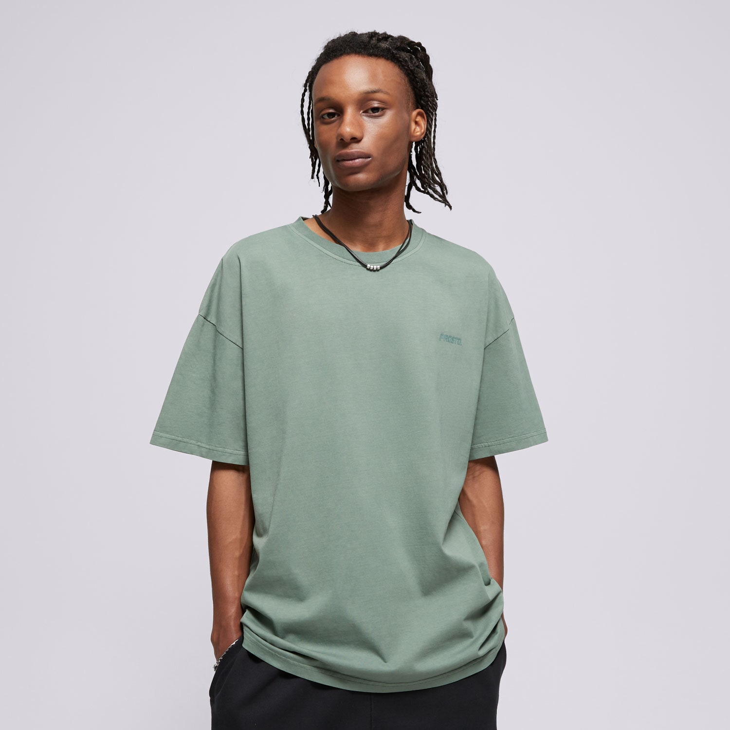 pánské tričko PROSTO  TRIČKO BLAC WASHED GREEN KL241MTEE123X ZELENÁ