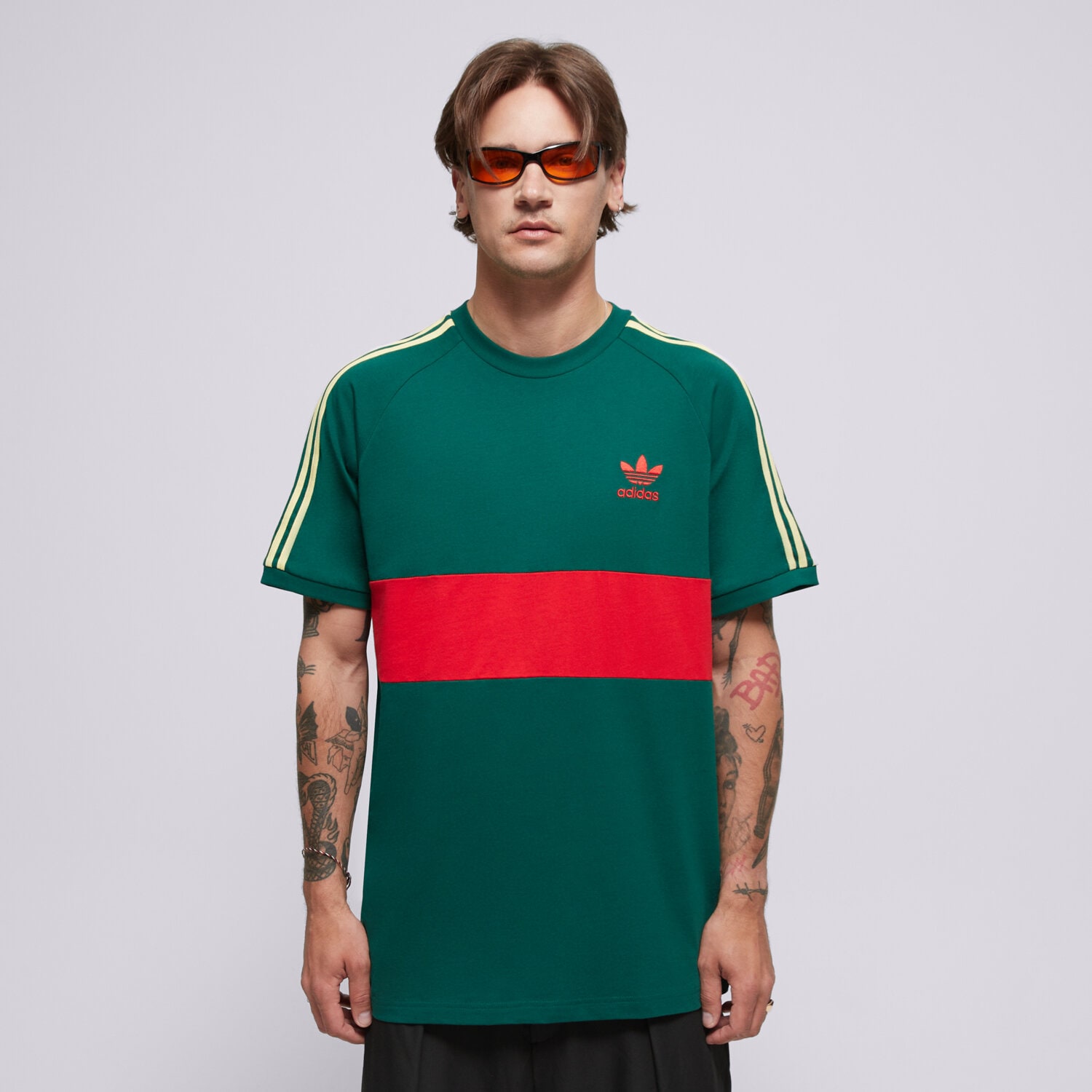 pánské tričko ADIDAS TRIČKO 3S PANEL TEE JD4277 ZELENÁ