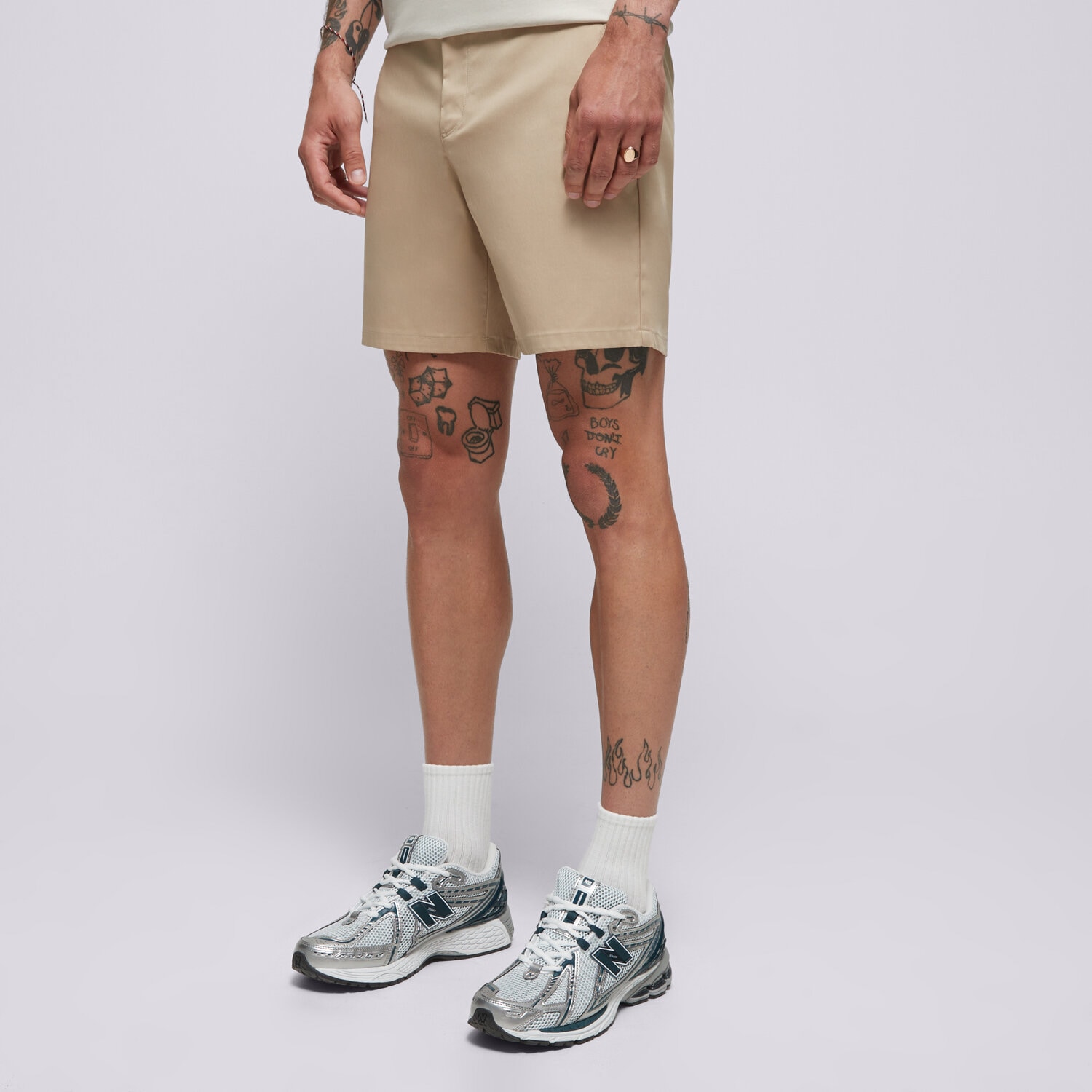 pánské kraťasy NEW BALANCE ŠORTKY  ATHLETICS STANDARD SHORT 7" MS51583SOT BÉŽOVÁ