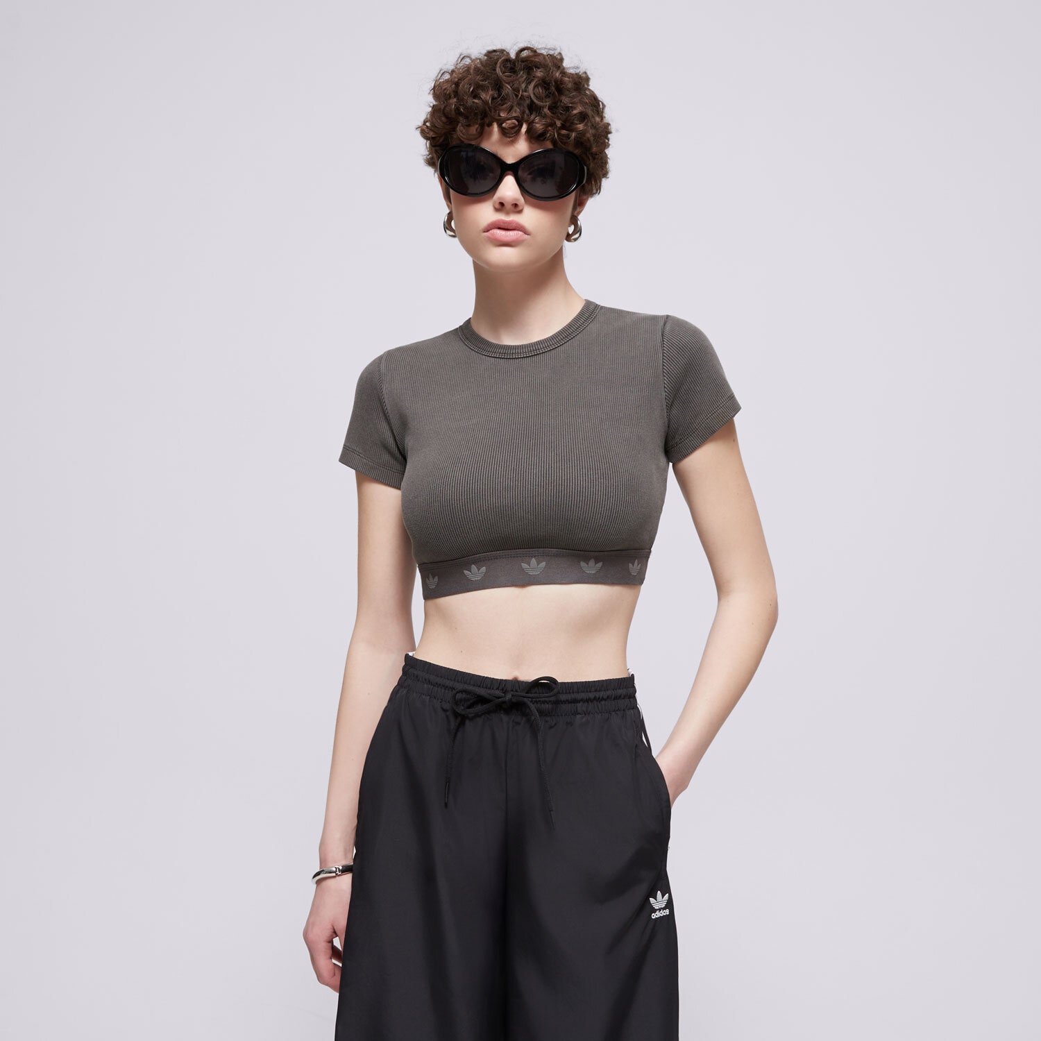 dámské tričko ADIDAS TRIČKO RIB SS TOP JD0041 ŠEDÁ