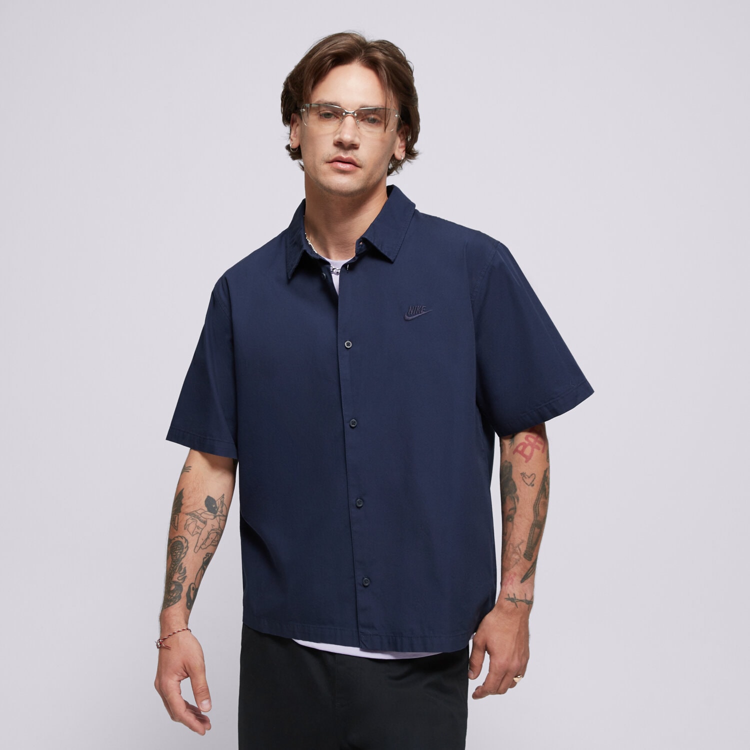 pánská košile NIKE KOŠILE M NK CLUB SS BTN SHIRT WSH HJ2029-451 ČERNÁ