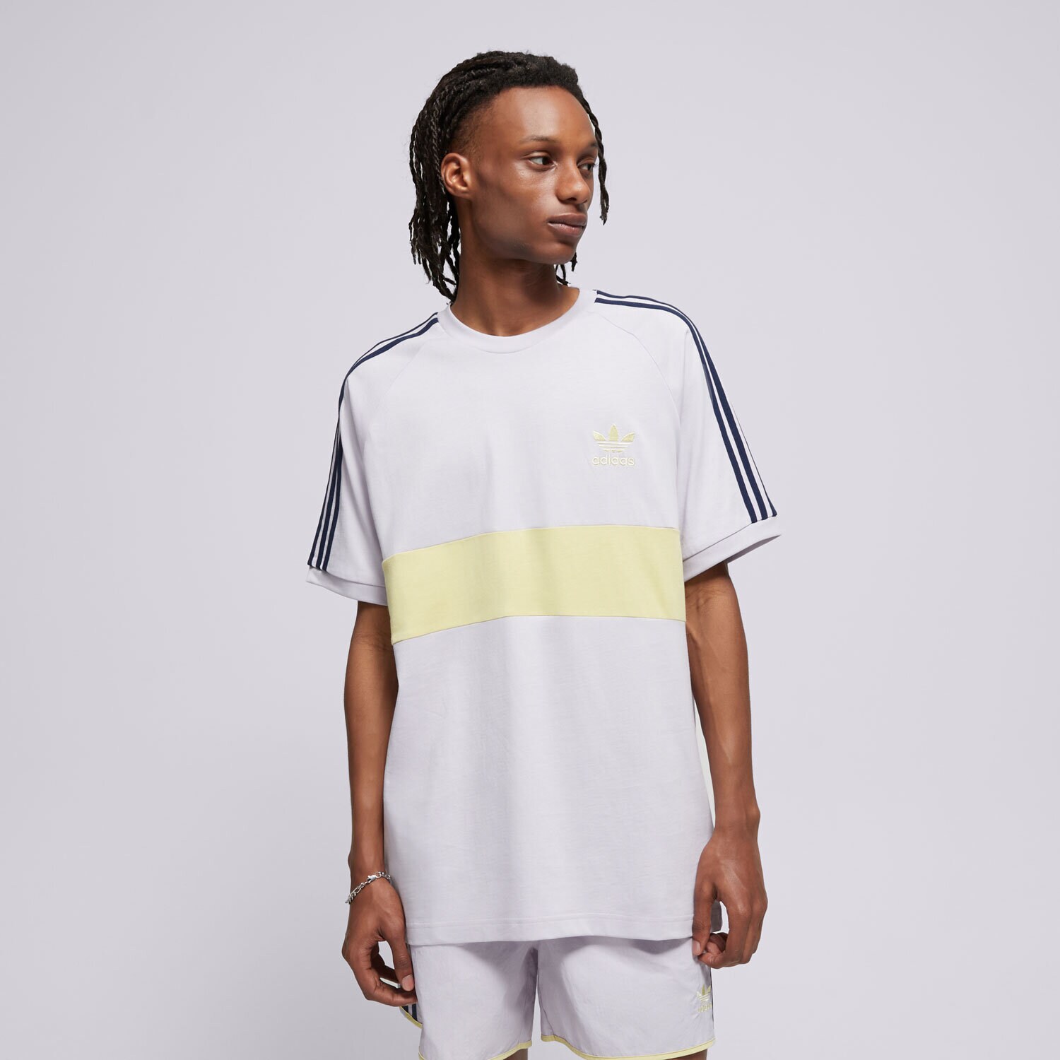 pánské tričko ADIDAS TRIČKO 3S PANEL TEE JD4278 FIALOVÁ