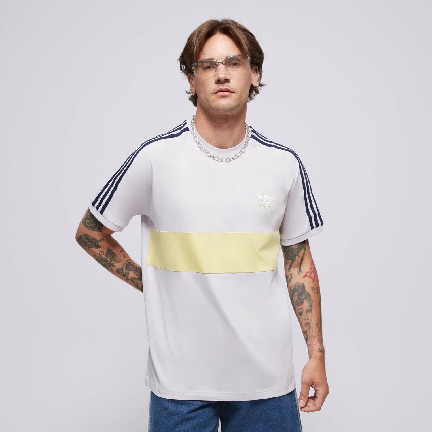 pánské tričko ADIDAS TRIČKO 3S PANEL TEE JD4278 FIALOVÁ