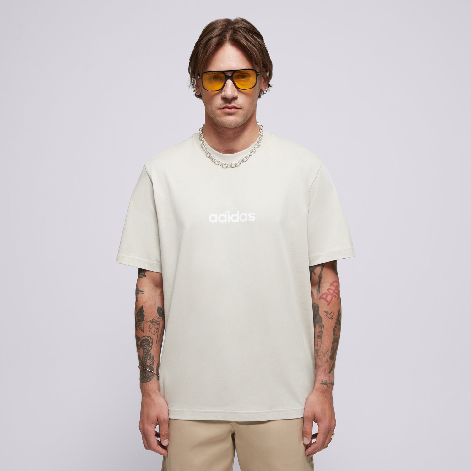 pánské tričko ADIDAS TRIČKO M LIN SJ T JE9007 BÉŽOVÁ