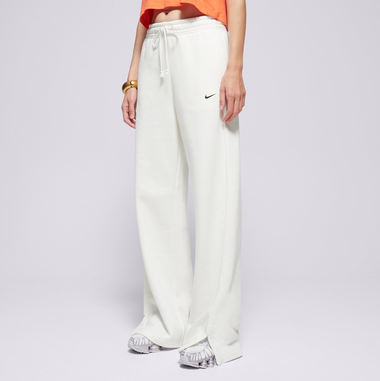 dámské kalhoty NIKE KALHOTY  W NSW CLASSIC+ WIDE LEG SPD IH8482-133 Krémová