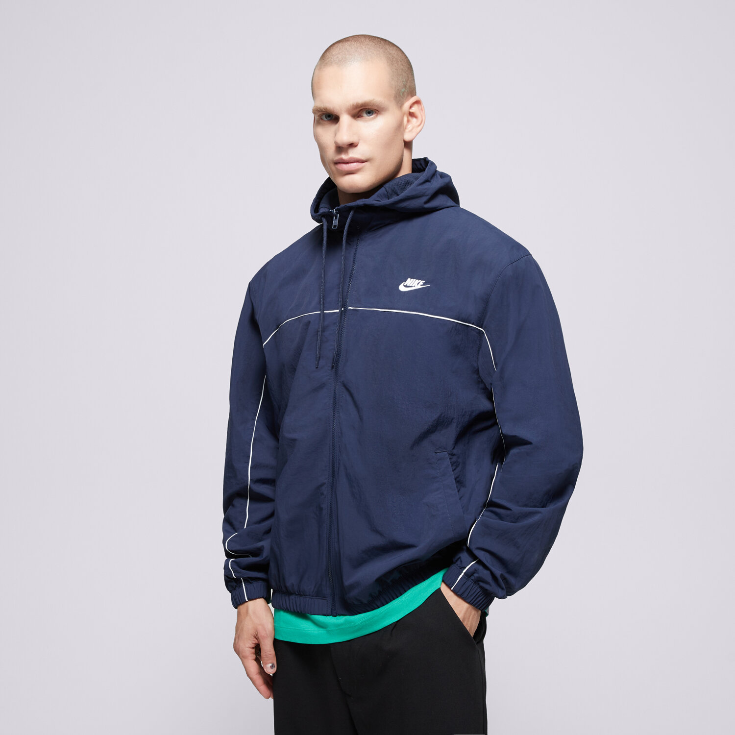 Přechodná bunda pánská (podzimní, jarní) NIKE BUNDA M NK CLUB ATHLETE HD JACKET HJ2012-451 TMAVOMODRÁ