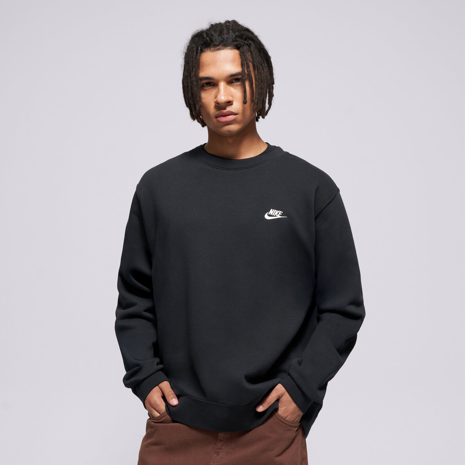 pánská mikina NIKE MIKINA M NK CLUB BB CREW FN3886-010 ČERNÁ