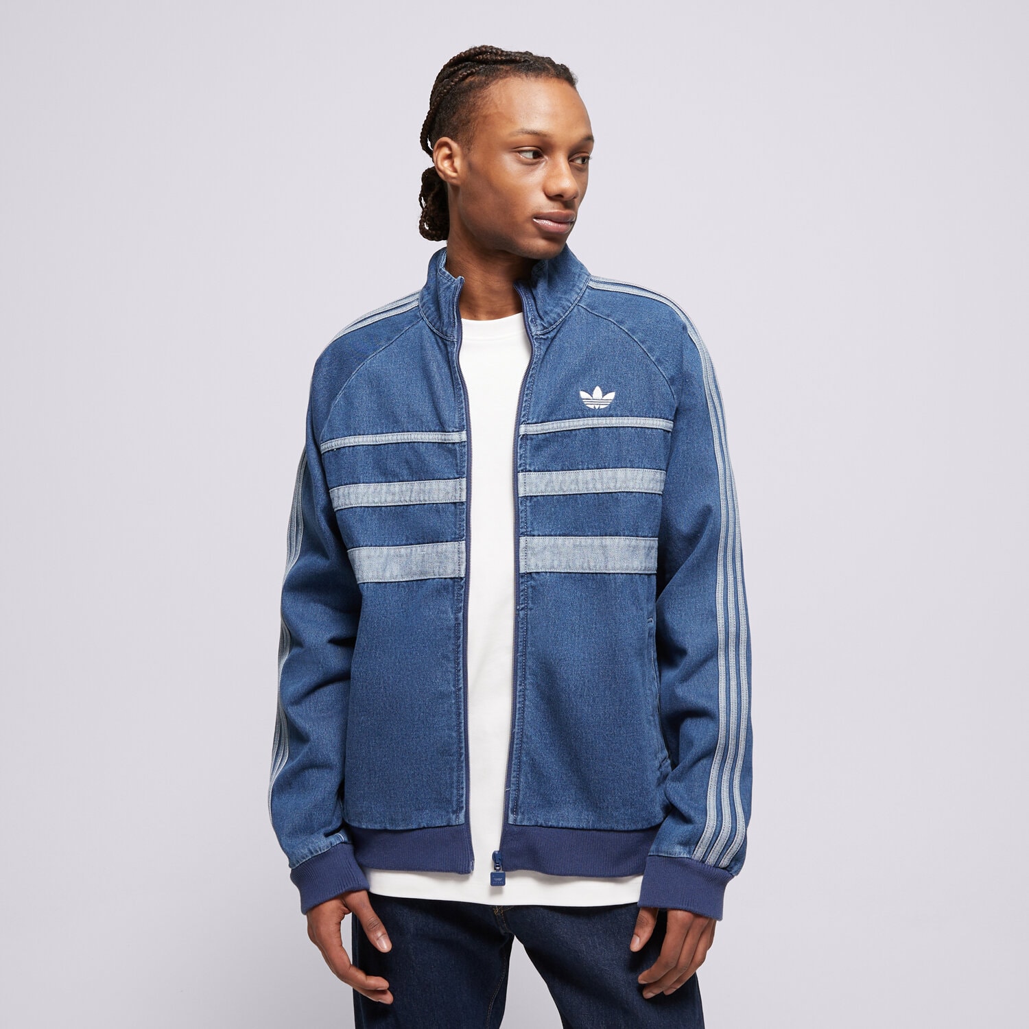 pánská mikina ADIDAS MIKINA ROZEPÍNACÍ FIRST TT DENIM JX6457 MODRÁ