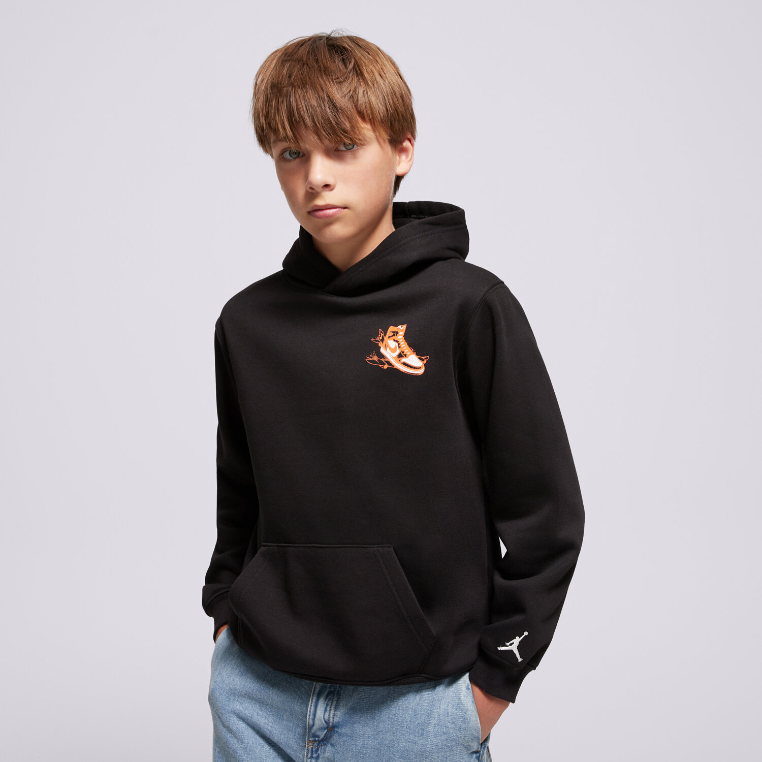 dětská mikina JORDAN MIKINA S KAPUCÍ JDB AIR JORDAN HAS LANDED PO BOY 95F281-023 ČERNÁ