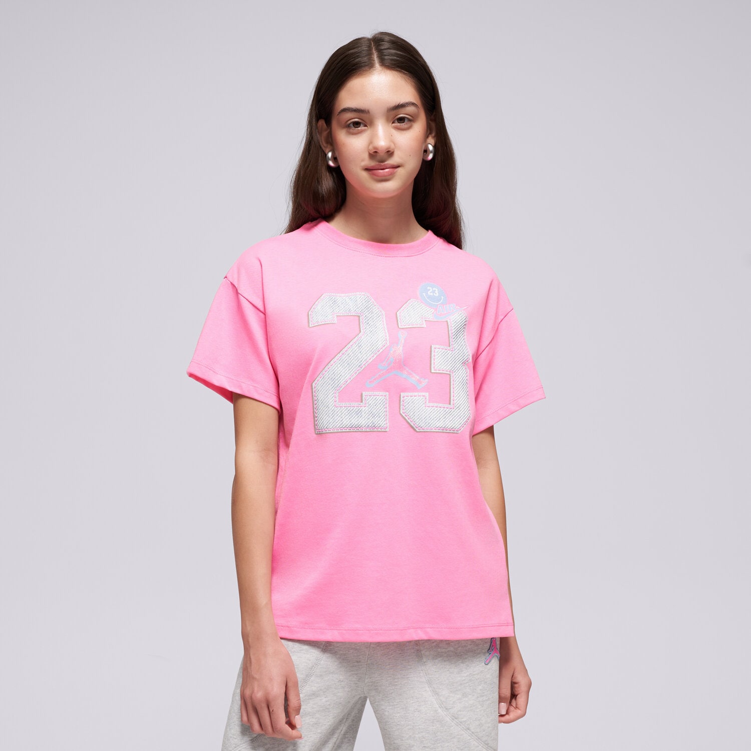dětské tričko JORDAN TRIČKO JDG BLUE JEANS & BLING SS TEE GIRL 45F216-AFD RŮŽOVÁ