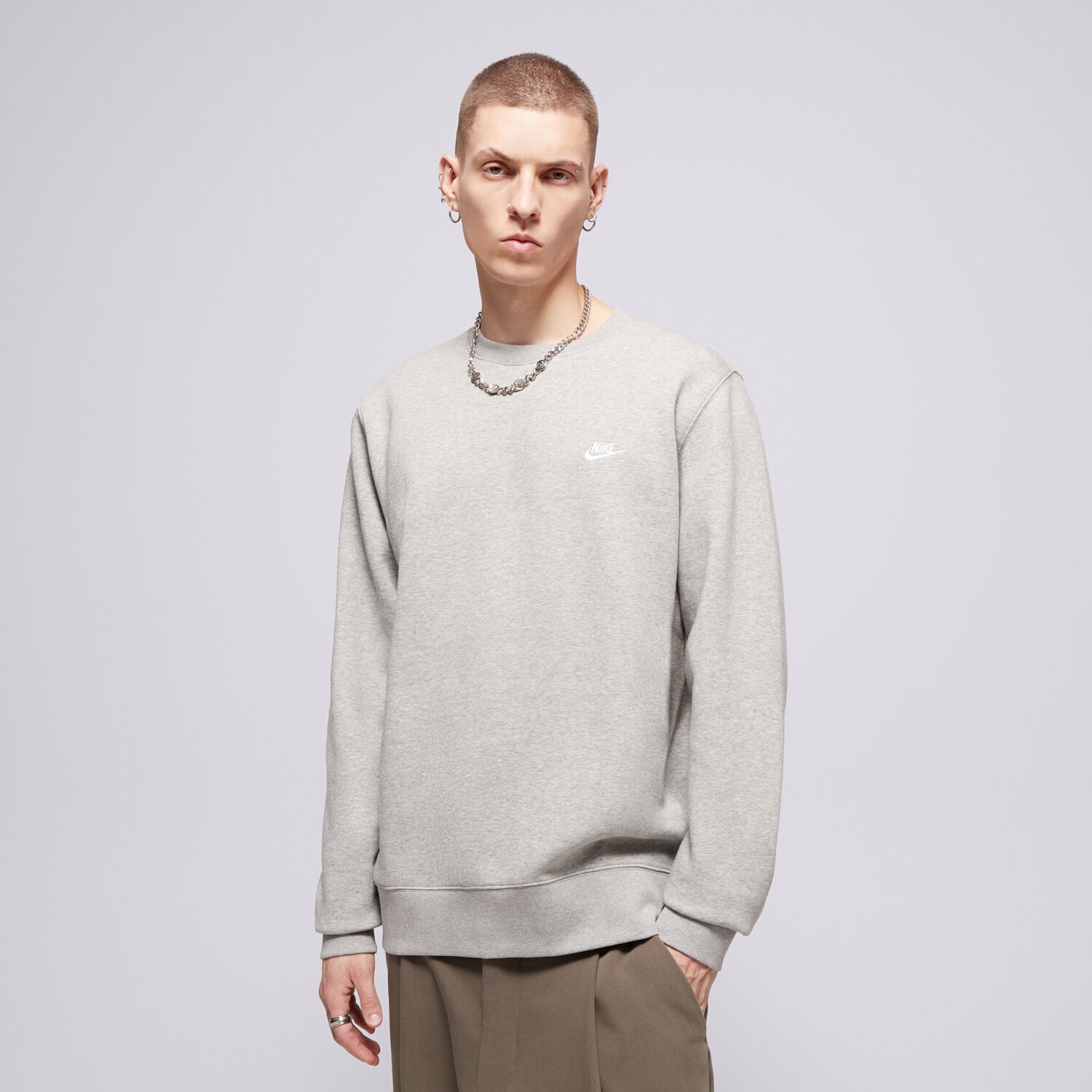 pánská mikina NIKE MIKINA M NK CLUB BB CREW FN3886-063 ŠEDÁ