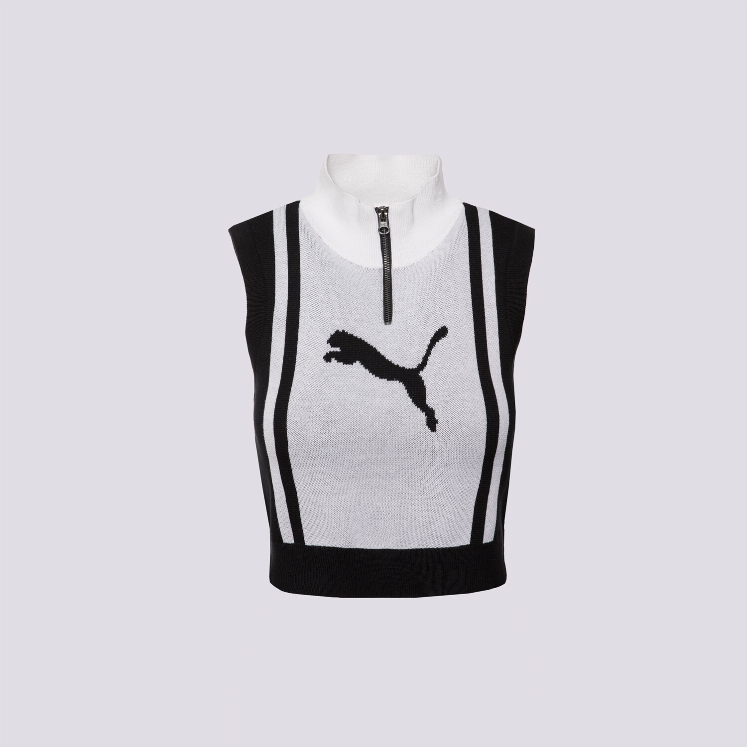dámska vesta PUMA VESTA FUTURE.PUMA.ARCHIVE HALF-ZIP KNITTED TOP 632126 01 ČERNÁ